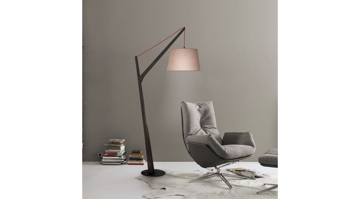 Anitra Floor Lamp, Dark Wood & White