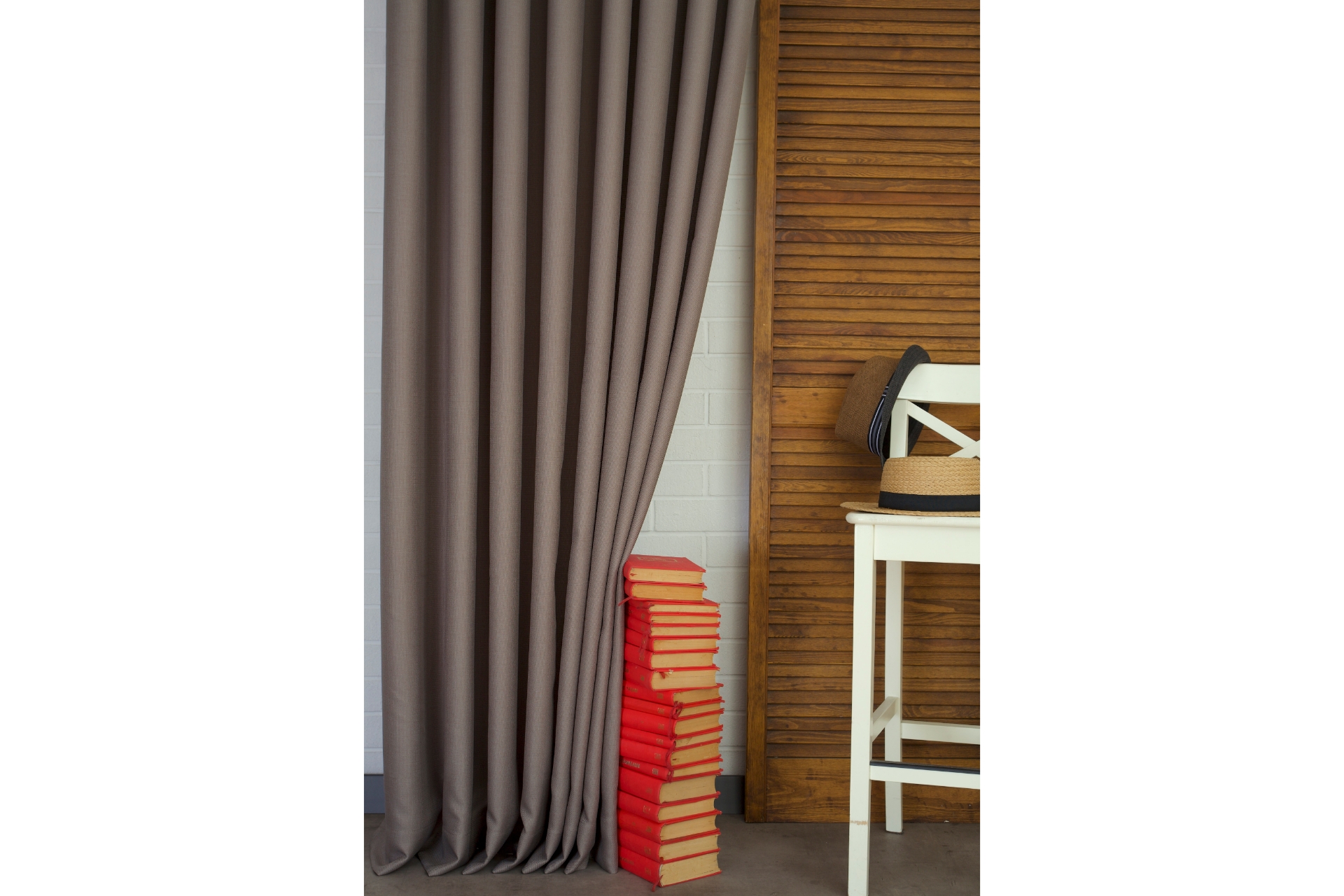 Massarelli Keten Orta Sık Pile Fon Perde- Vizon- 150X260 -1