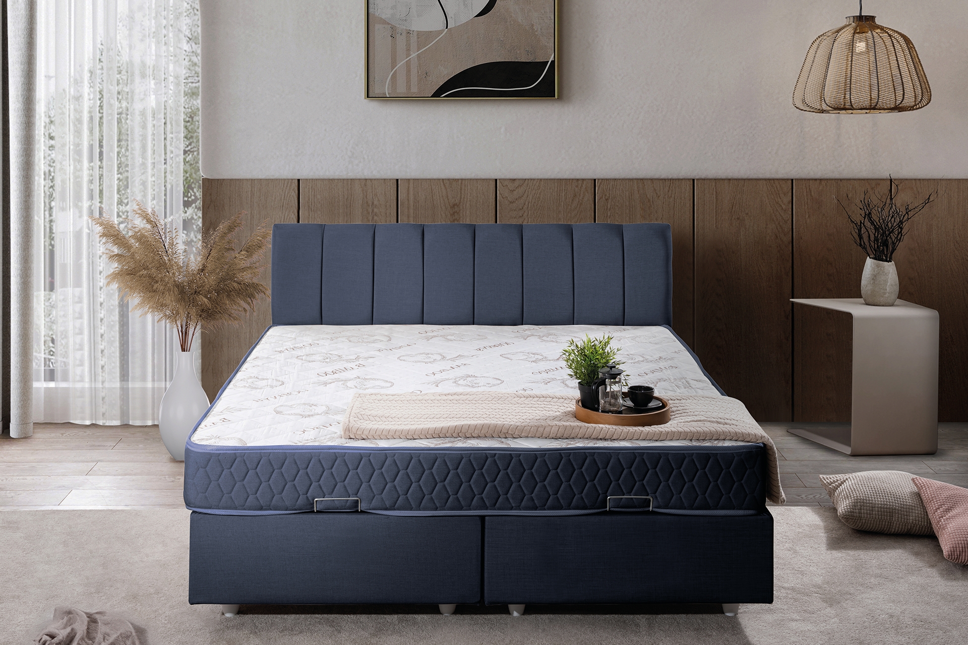 Gabba Baza Başlık Letto Yatak Seti- Lacivert- 120X200 -1