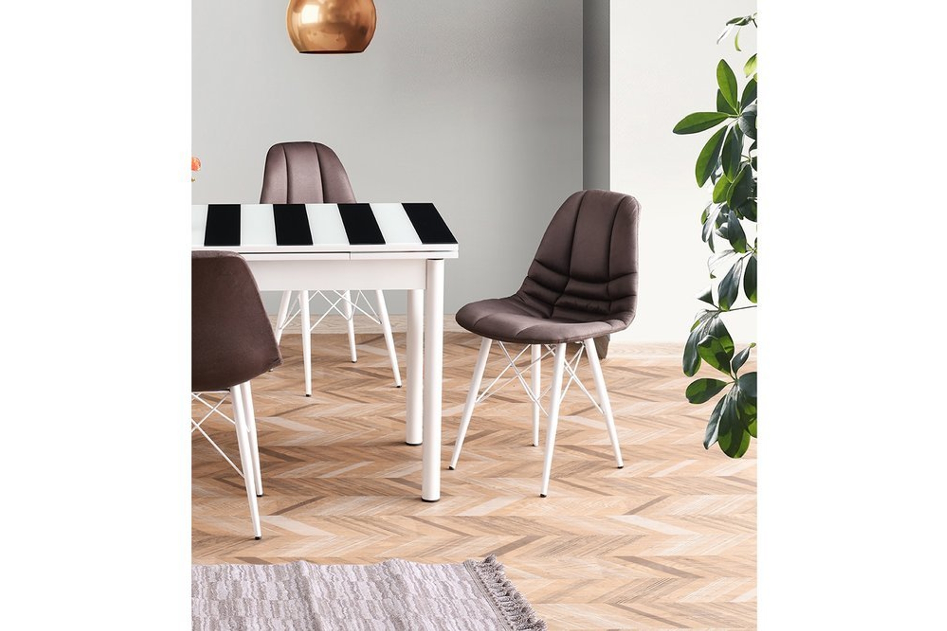 VEGAS MASA TAKIMI LİNA SANDALYE SİYAHBEYAZ FİYATI Vivense