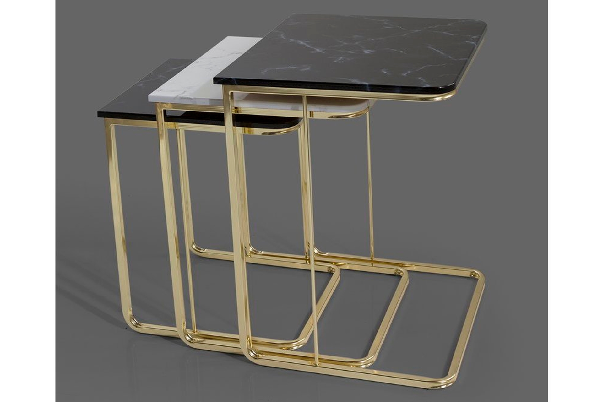 Veys Caroline Zettafelset met Marmerpatroon, 3-delig, Zwart & Wit