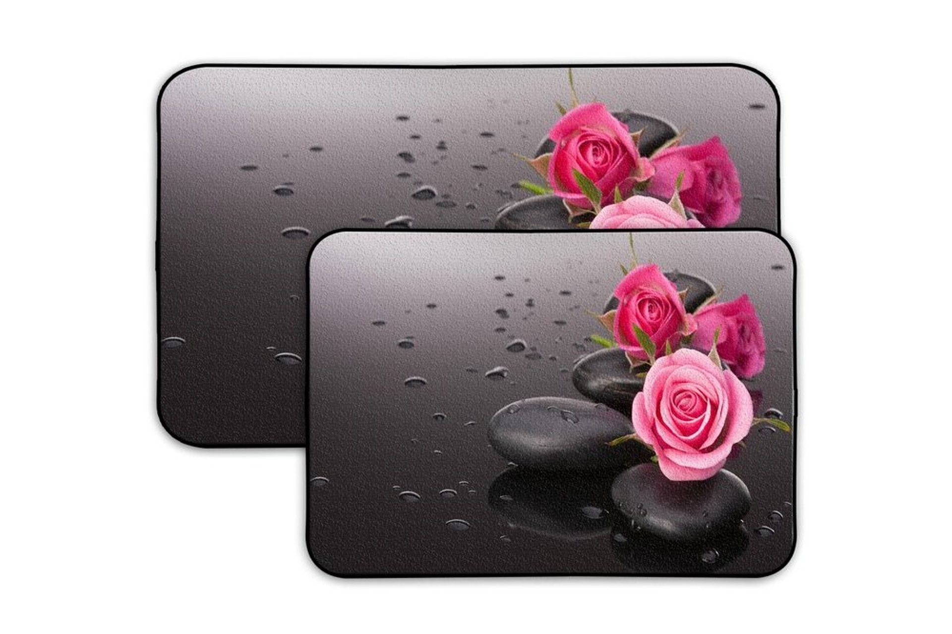 Pineda Pink Rose Spa Stone 2 Piece 3 Design Bathroom Mats, 50 x 60 cm ...
