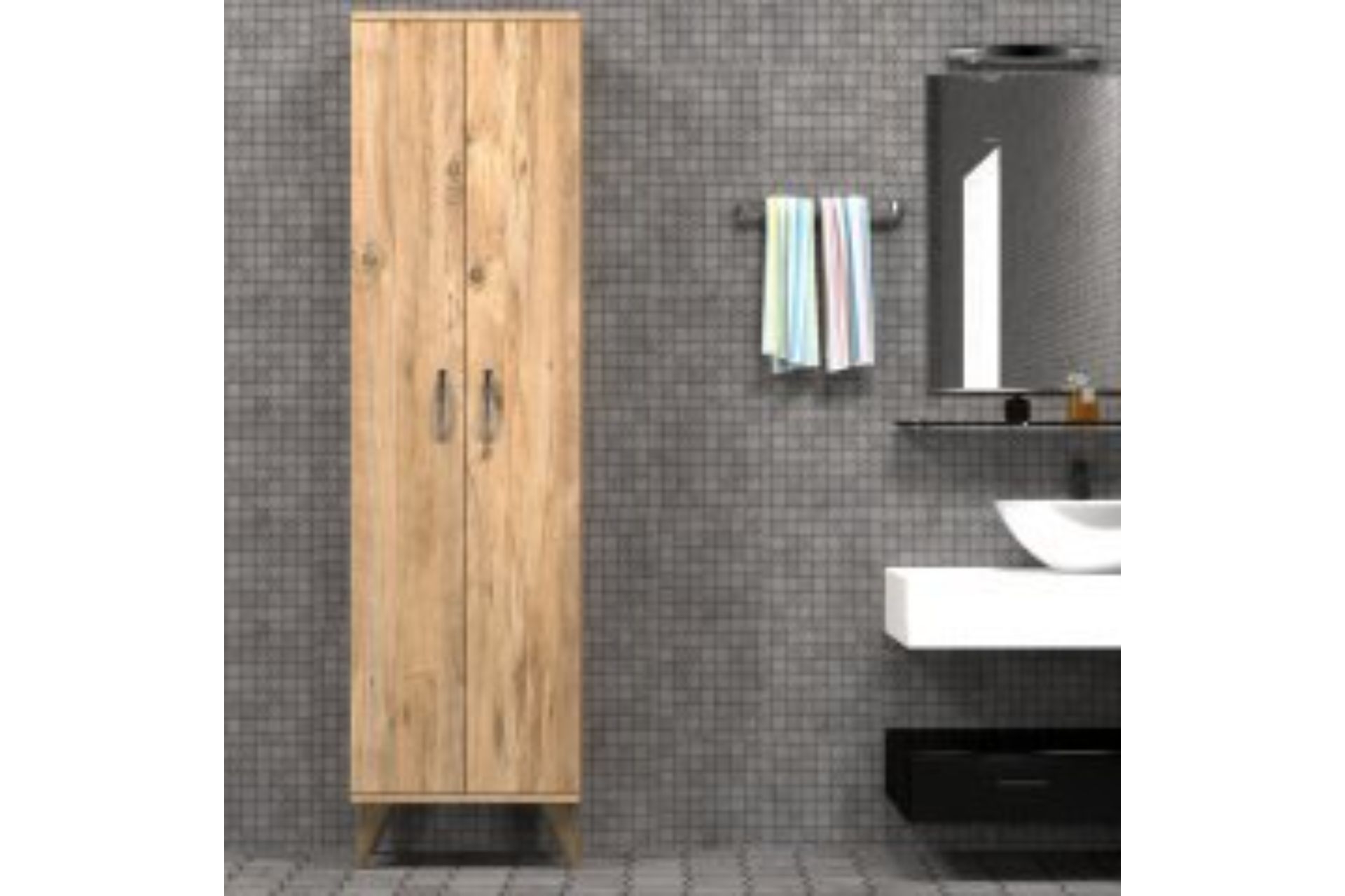Tanmob Çok Amaçlı Dolap- 2 Kapılı- Çam- 49 Cm -1