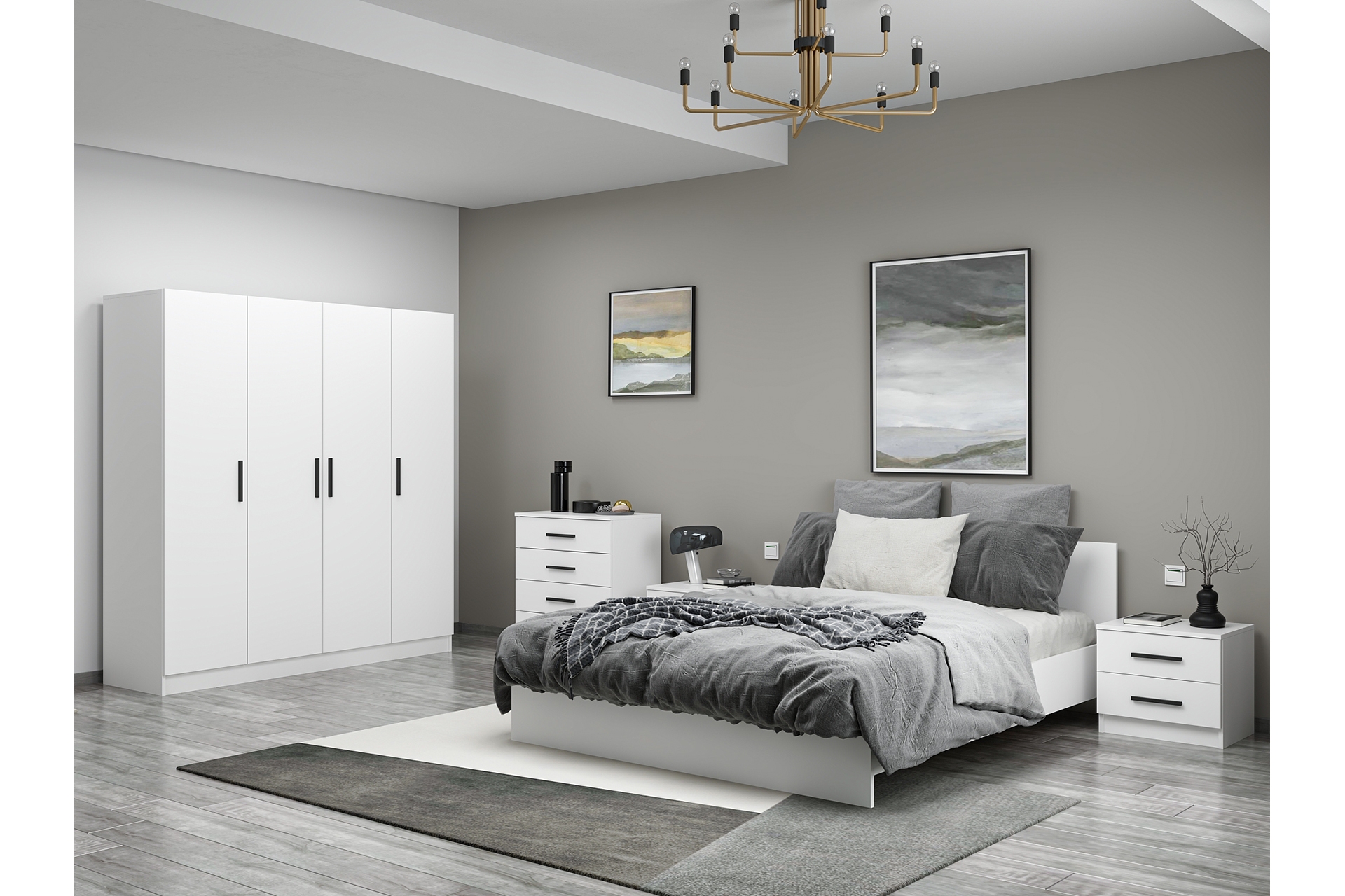 Kale210 Yatak Odası Takımı- Beyaz- 4 Kapaklı- Set 114 -1
