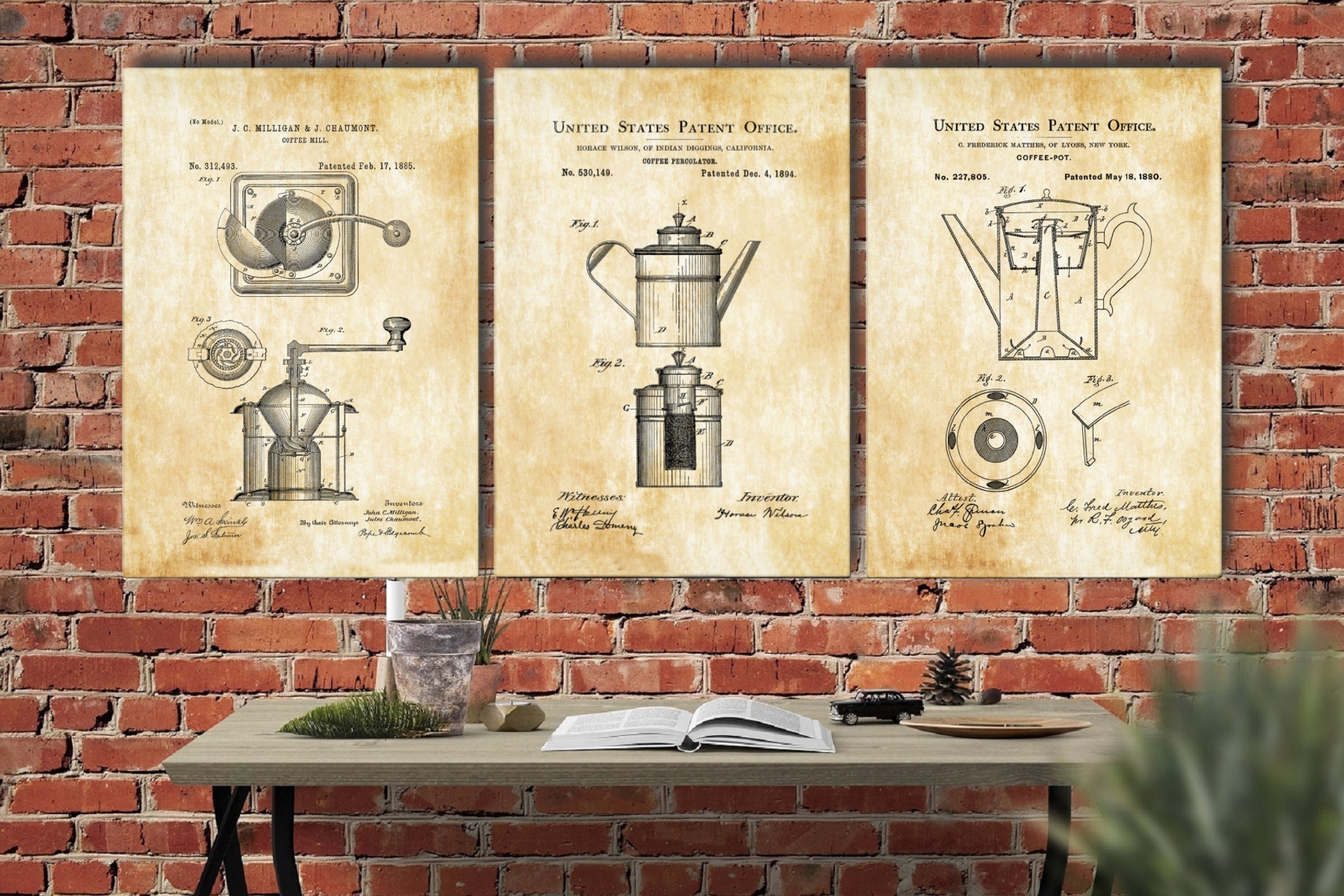 Coffee Pot Frank Ray Vıntage Kanvas Set- 50X70 -1