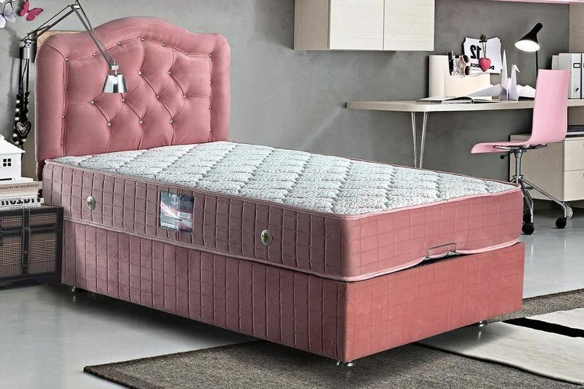 ŞAH PEMBE BAZA BAŞLIK YATAK SETİ 100X200 FİYATI Vivense