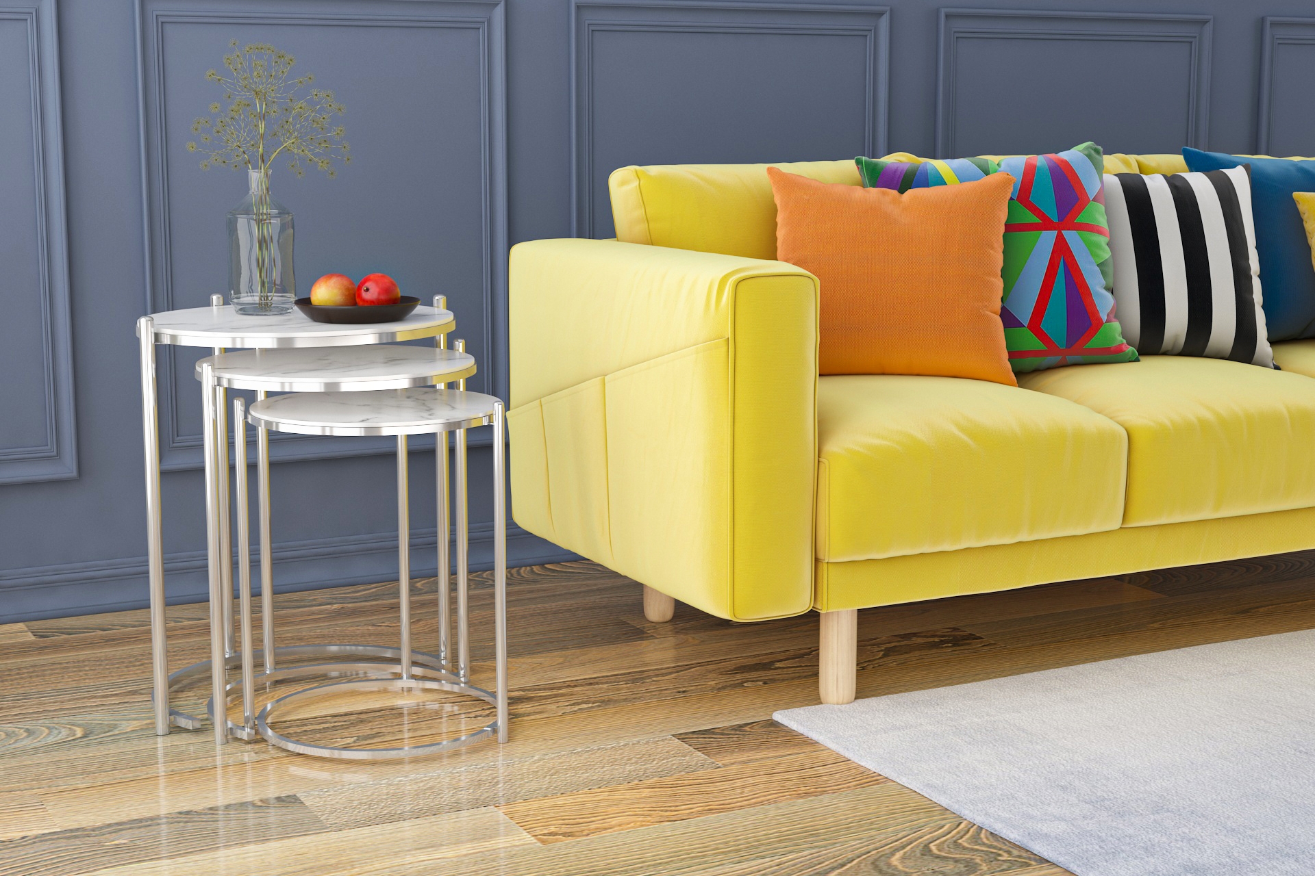 WOOD HOUSE BLU BELS ÜÇLÜ LÜ ZİGON SEHPA GÜMÜŞ FİYATI Vivense