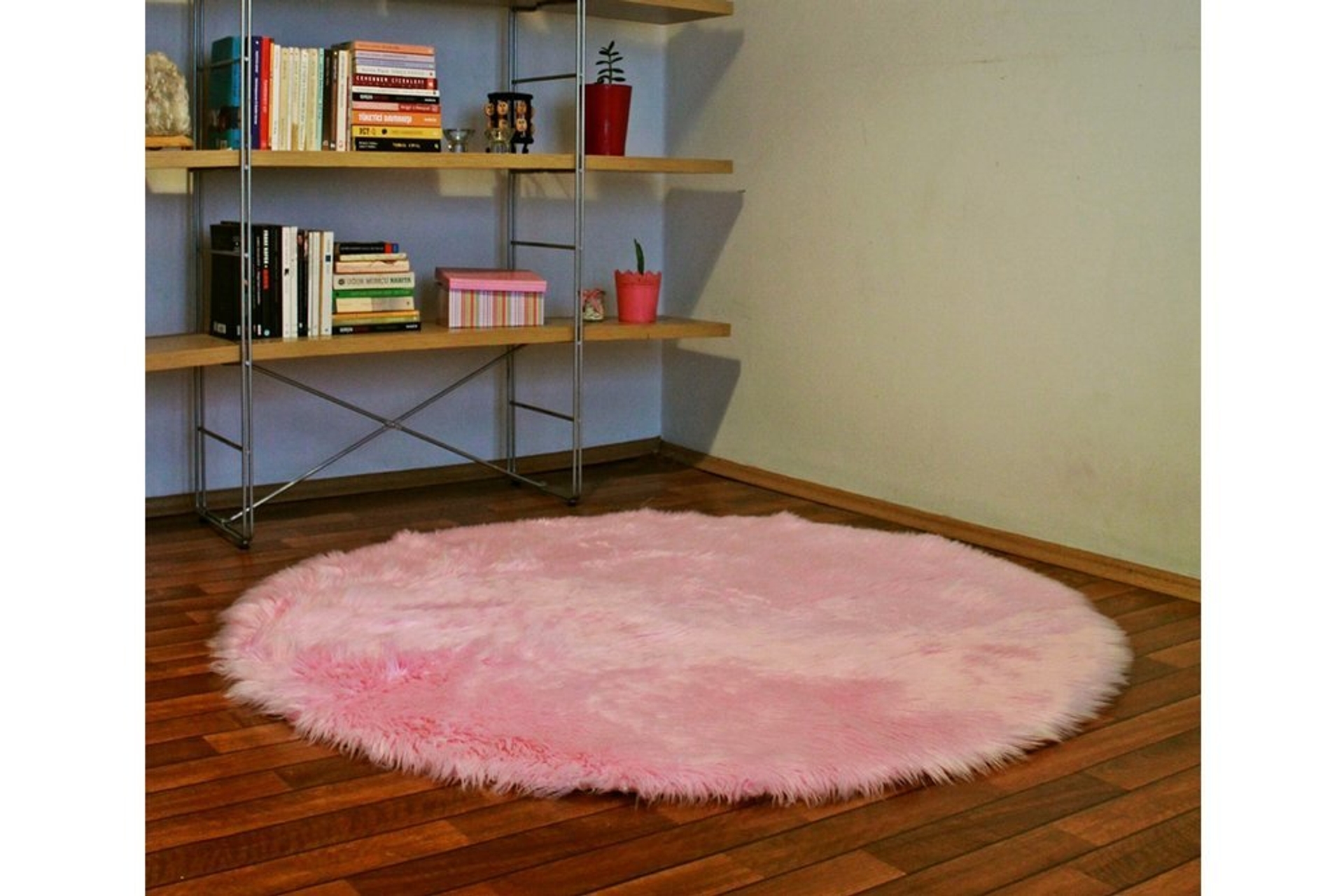 Kuzu Post Halı- Yuvarlak- Pembe- 200X200 - 1