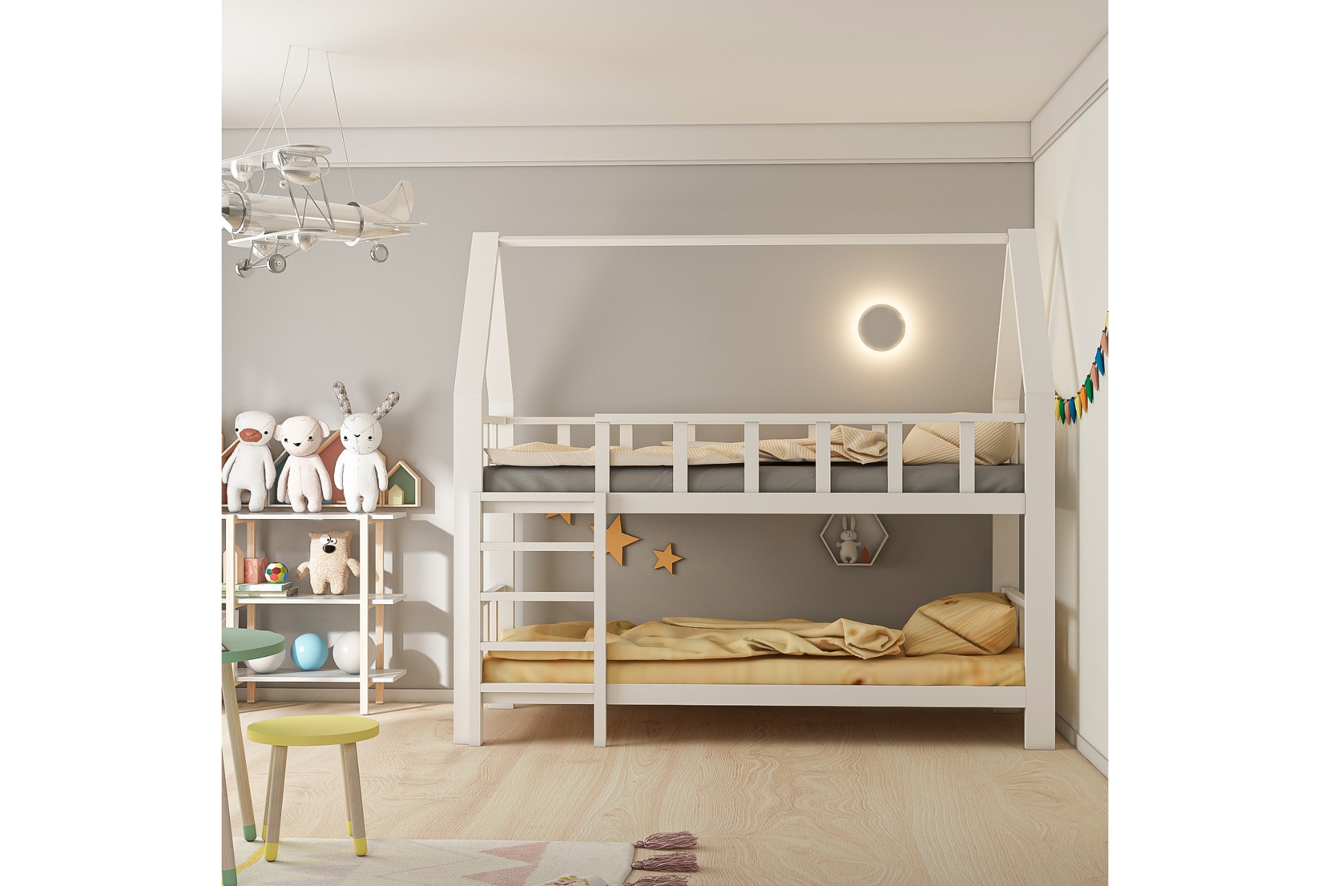 Montessori Ranza ALİCE MONTESSORİ RANZA, DOĞAL AHŞAP, BEYAZ, 90X190