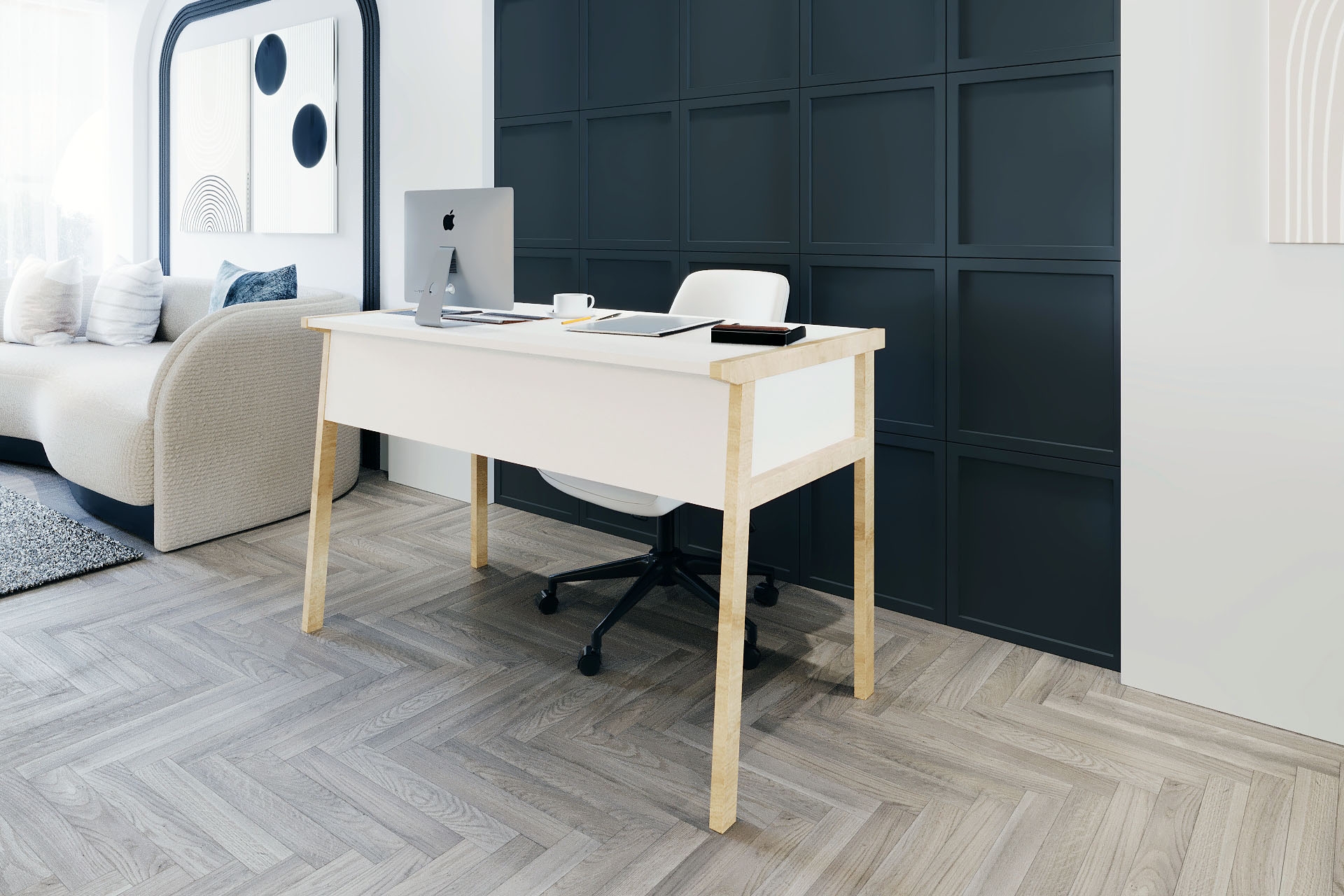 Lagomood Zenith Çalışma Masası- Beyaz Meşe- 120Cm -1
