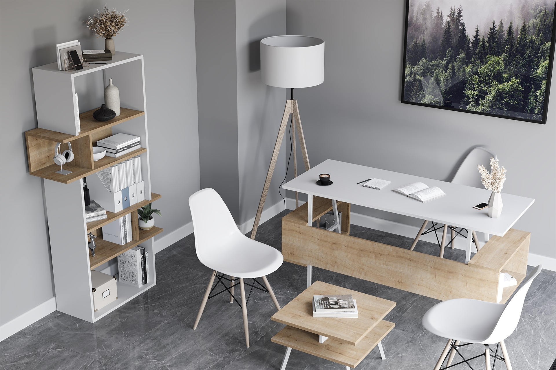 Lagomood İrony İnfy Ofis Takımı- Meşe Beyaz -1