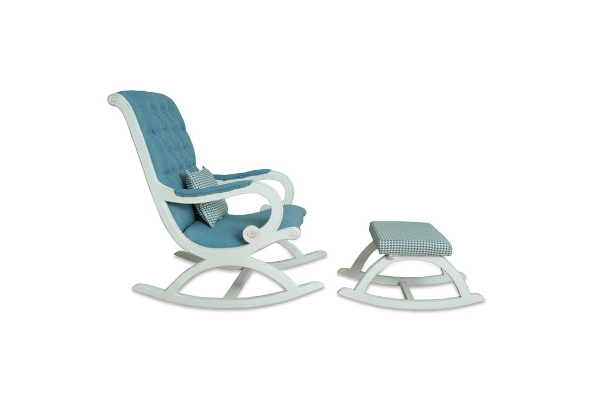 ASEDİA TEKSAS ESKİTME BEYAZ RUSTİK SALLANAN SANDALYE