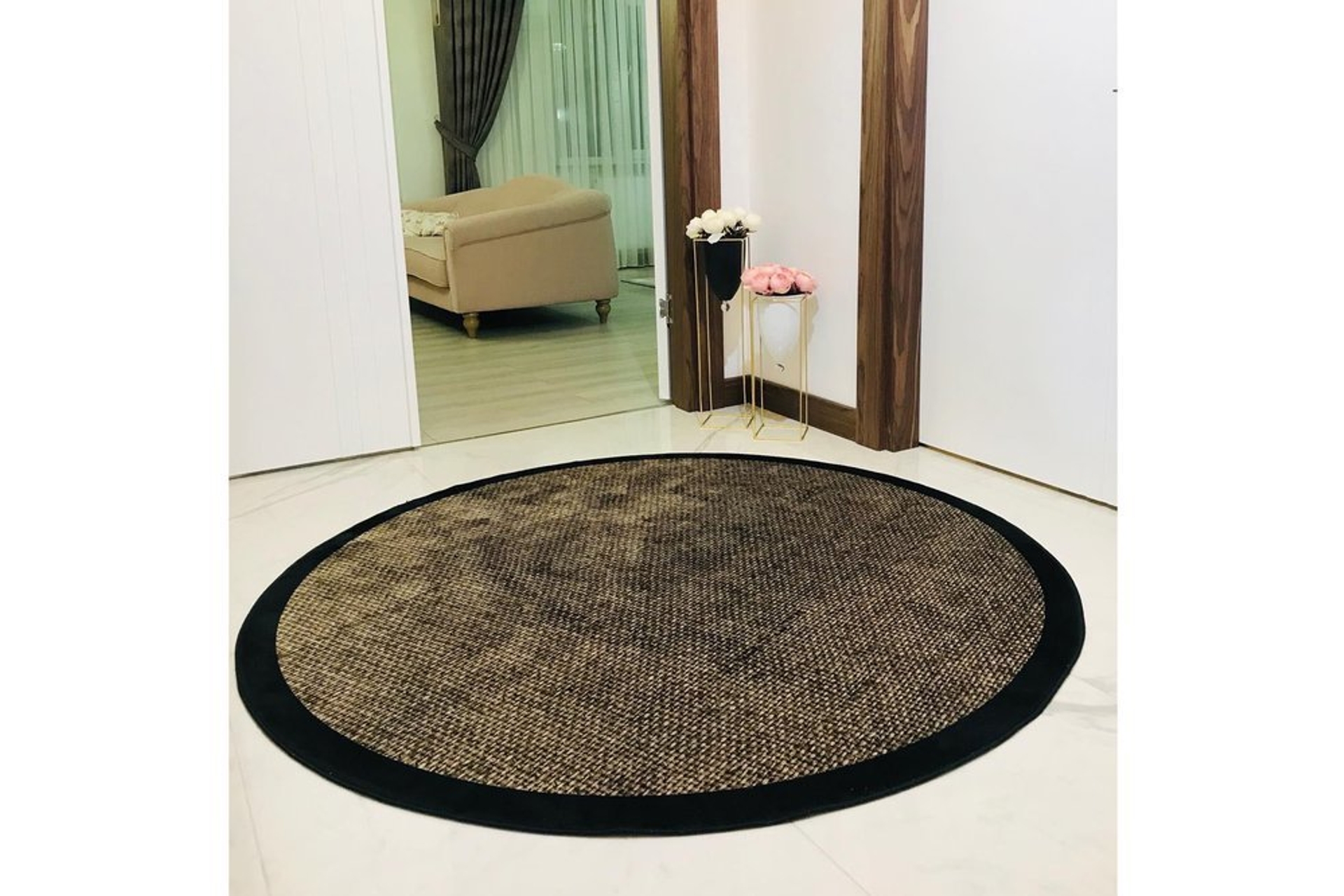 jute03 hasir jut desenli 11mm dijital baskili yuvarlak hali 80x80 fiyati vivense