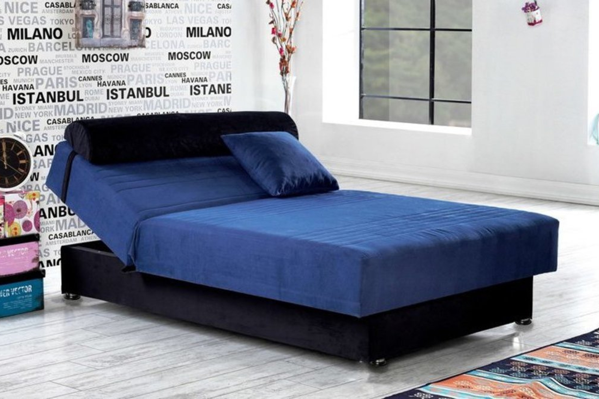 Halfbed Hareketli Tek Kisilik Baza Yatak 120x190 Siyah Lacivert Fiyati Vivense