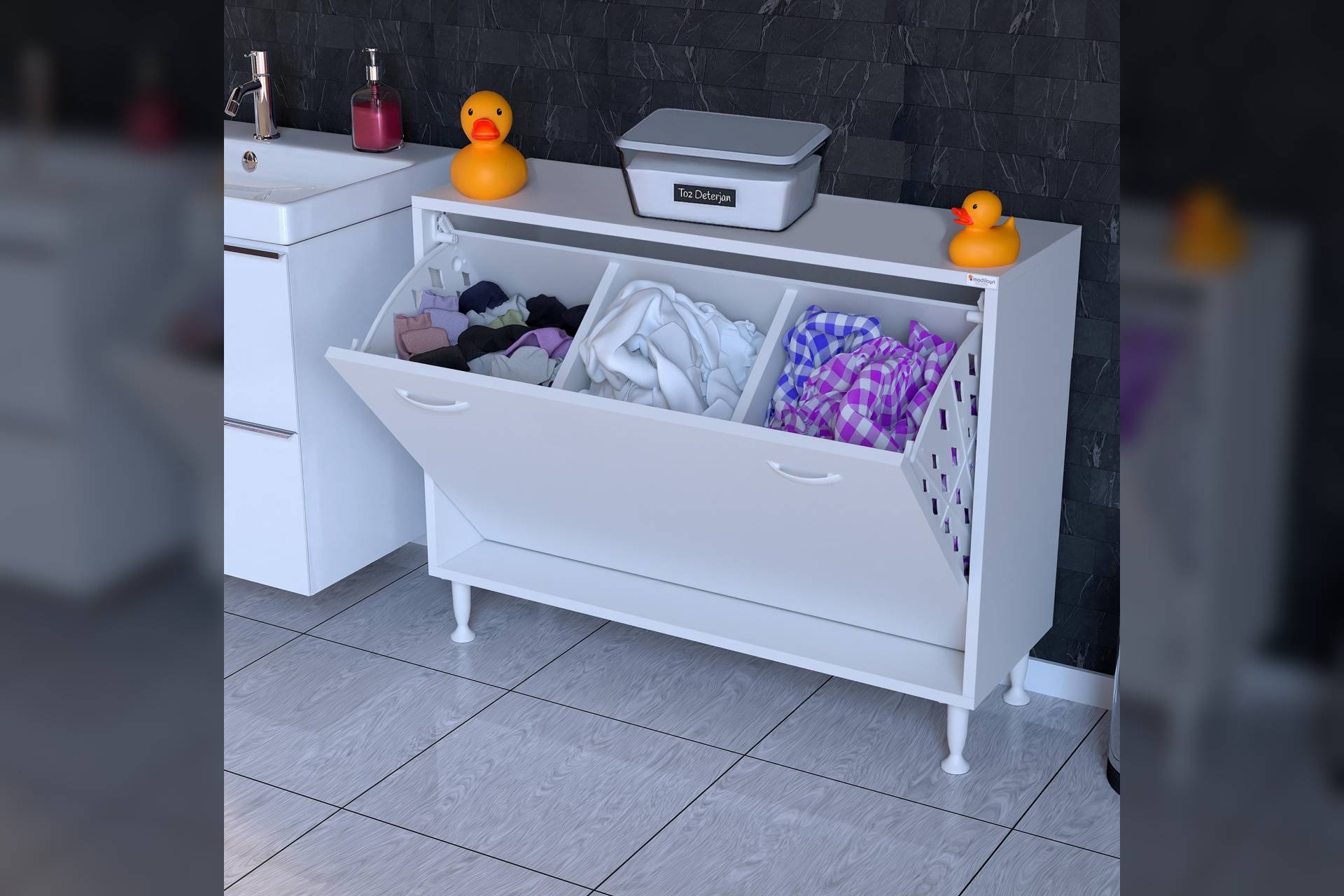 Söke Sepetli Banyo Dolabı- 90X75X32-8 -1