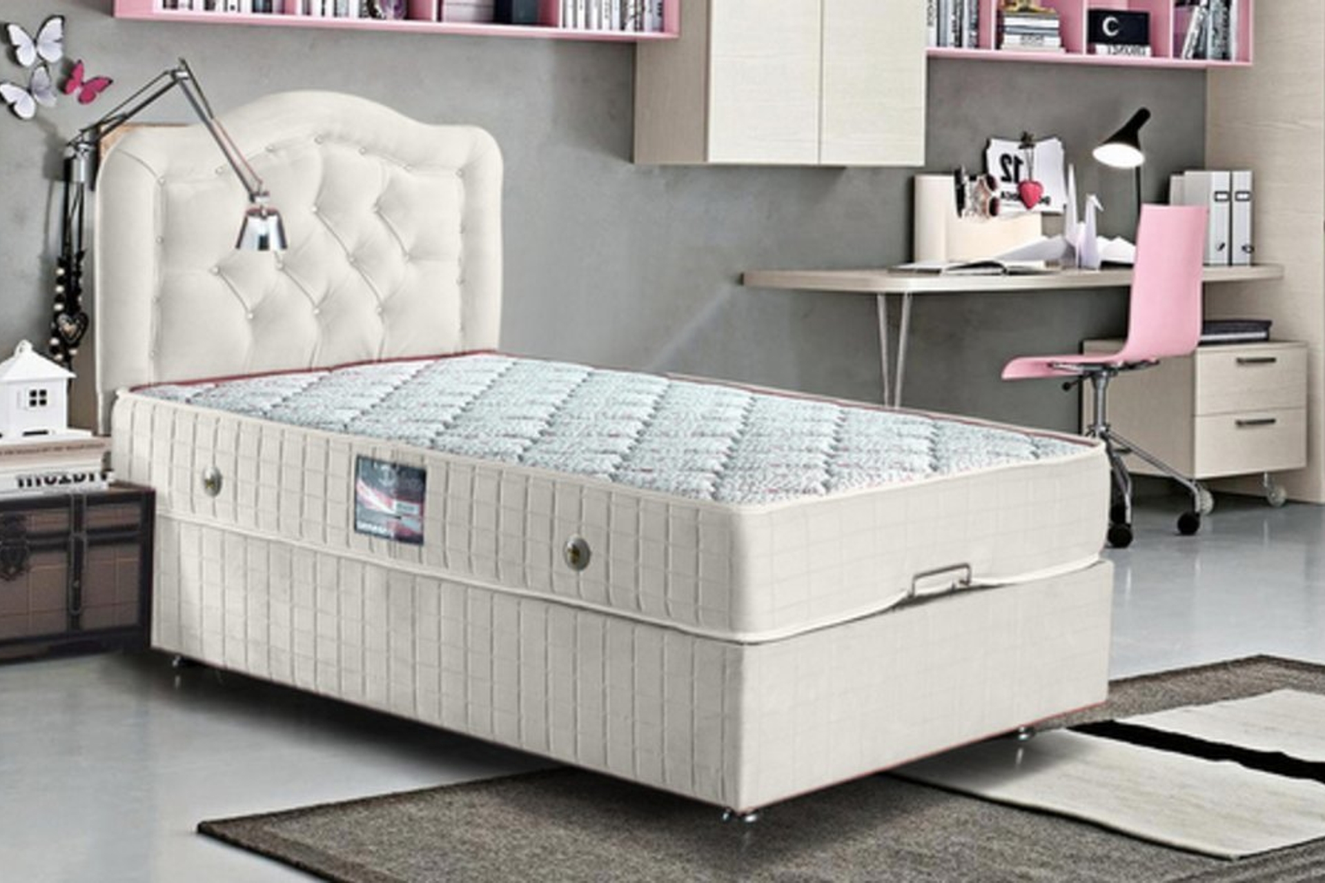 ŞAH BEYAZ BAZA + BAŞLIK + YATAK SETİ 90X200 FİYATI Vivense