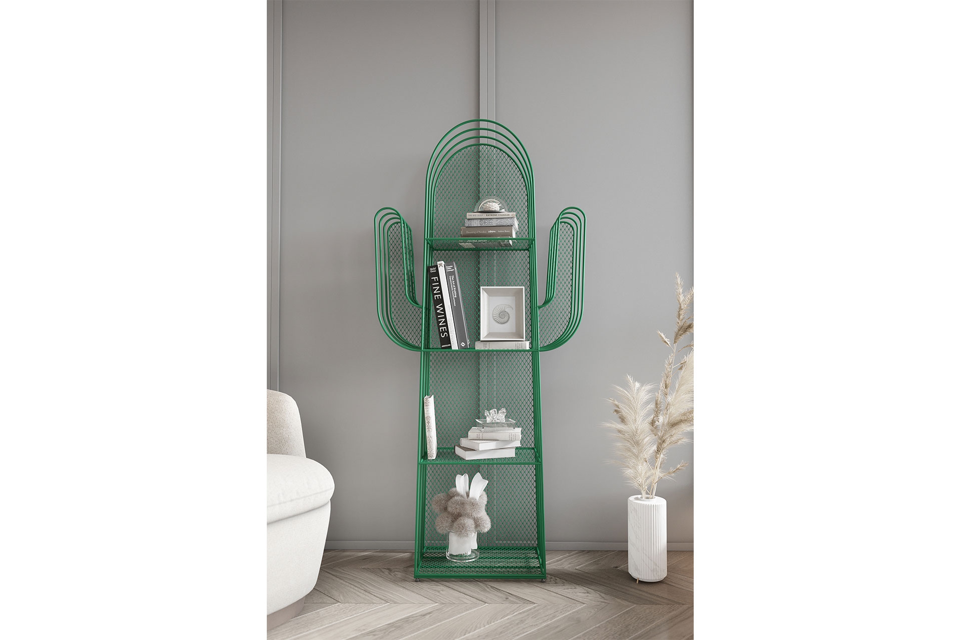 Marsah Home Viola Kaktüs Metal Kitaplık- Yeşil -1