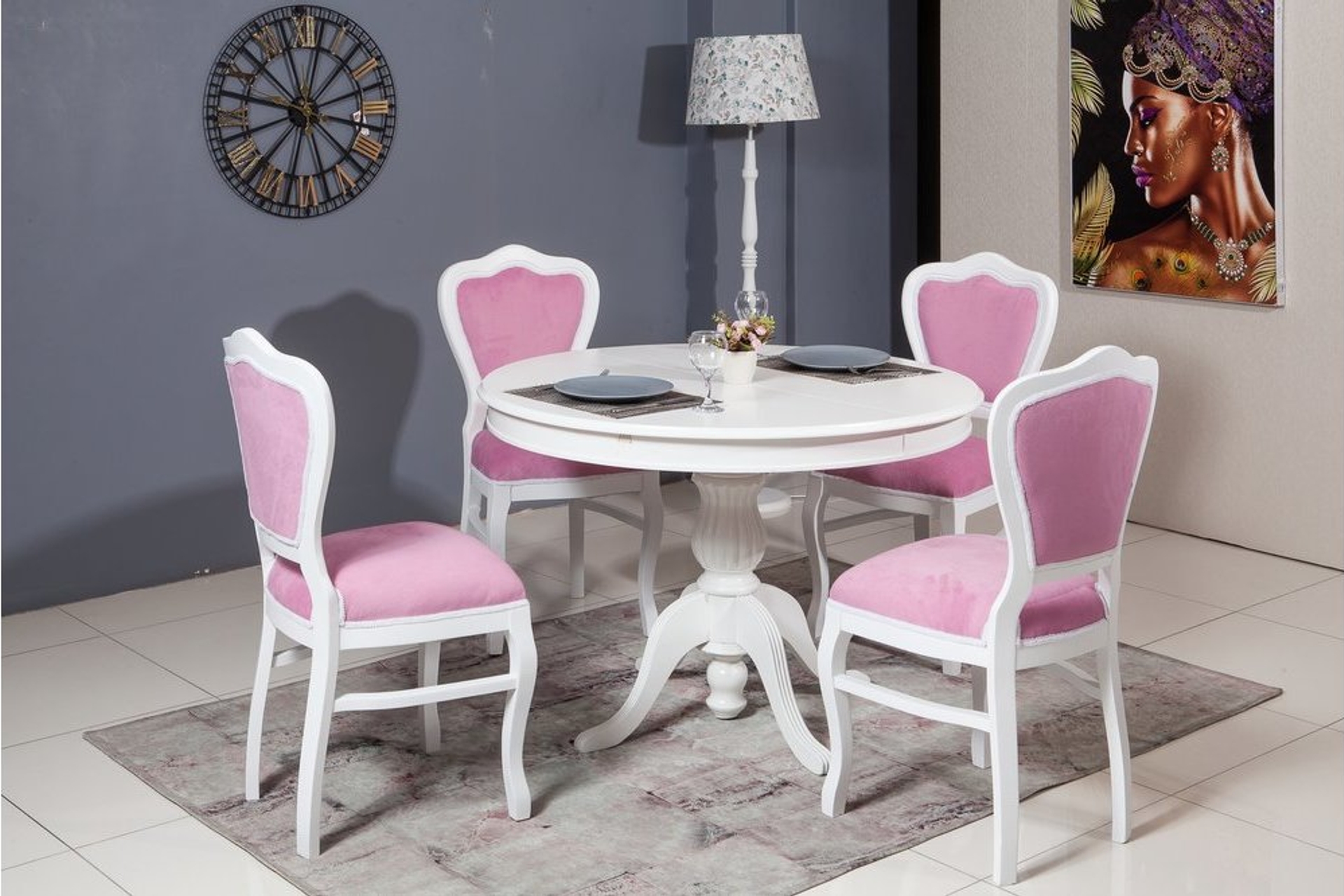 YUVARLAK RUSTİK BABA AYAK MASA TAKIMI KLASİK SANDALYE