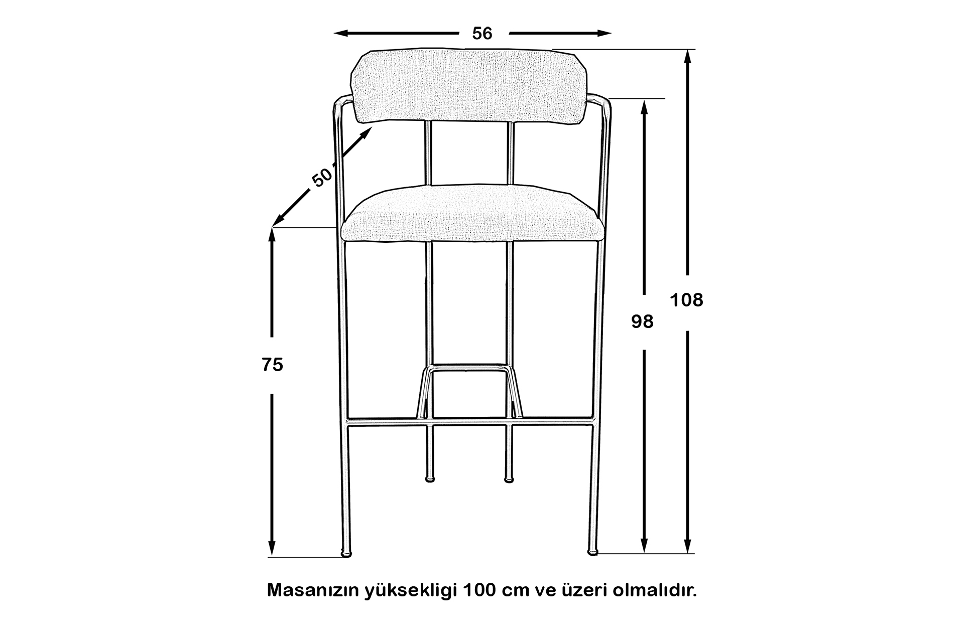 KOZZA HOME BOSTON BAR SANDALYESİ KROM H75 FİYATI Vivense