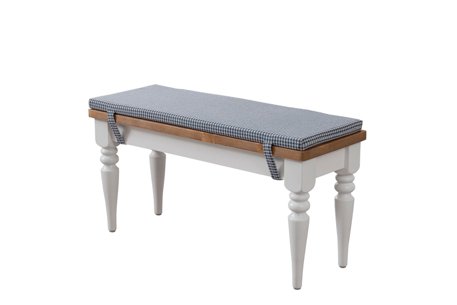 Kosova Ahşap Bench- Beyaz- Mavi- 95 Cm -1