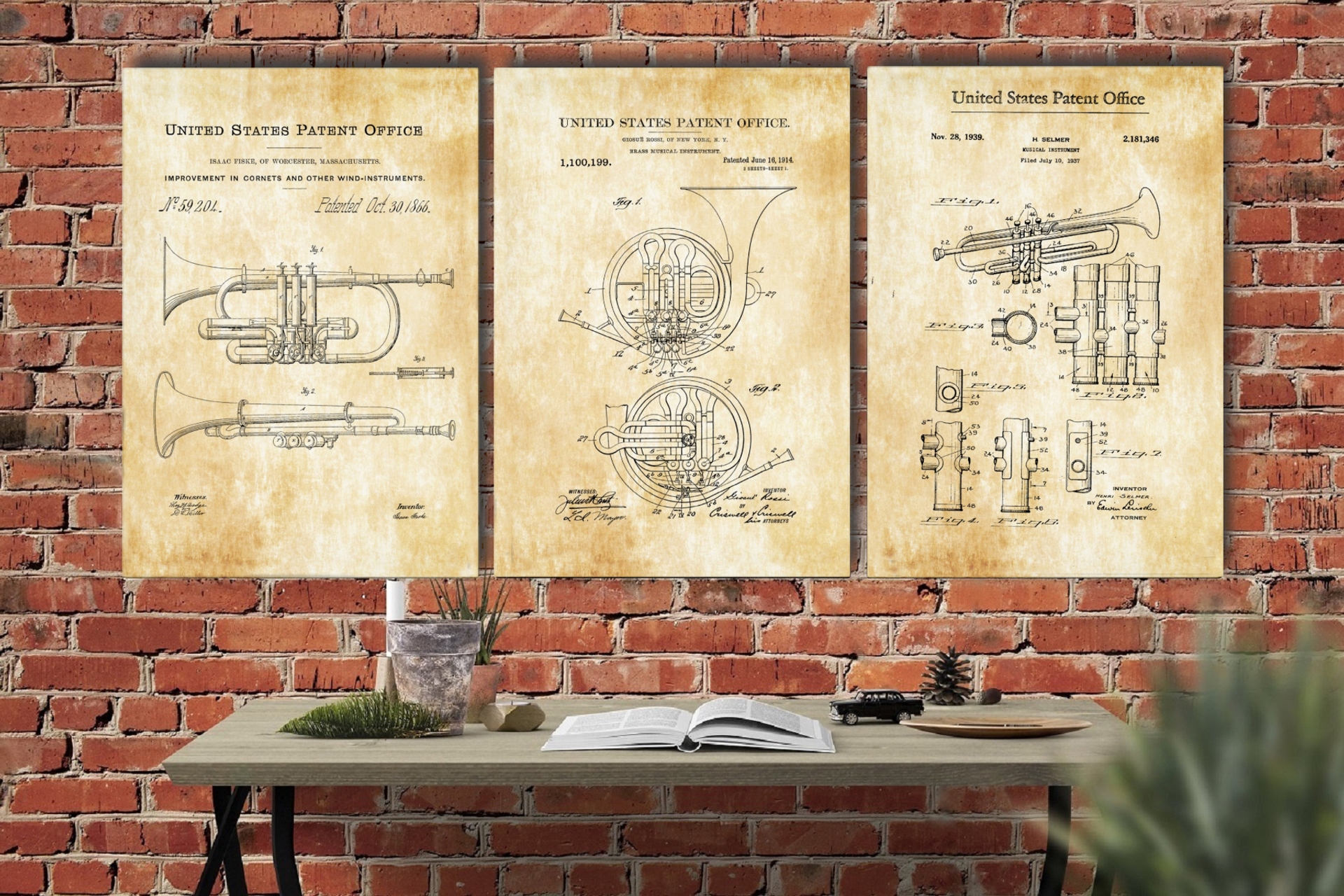 Trumpet Patent Frank Ray Vıntage Kanvas Set- 50X70 -1