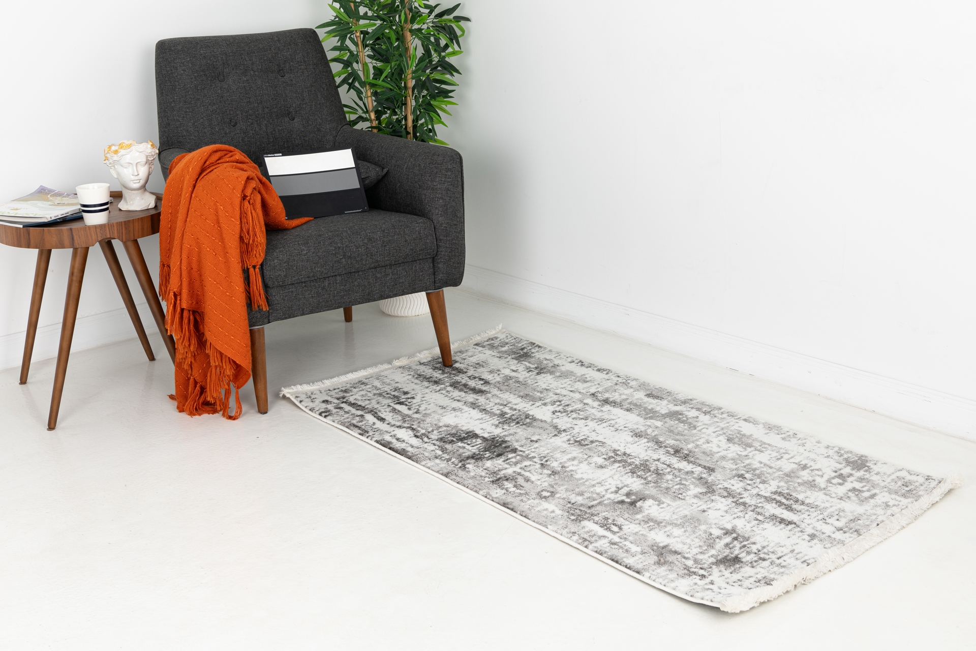 Life Makine Halısı 6061- Saçaklı- Gri- 80X300 -1