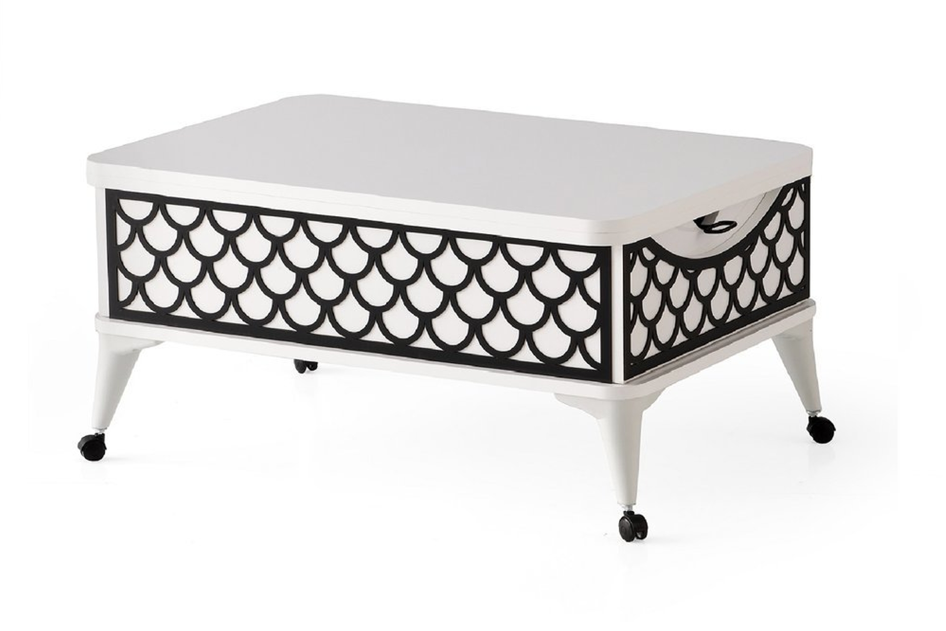 Zerenland 17 Smart Salontafel Op Wielen Met Dubbele Laden, Wit