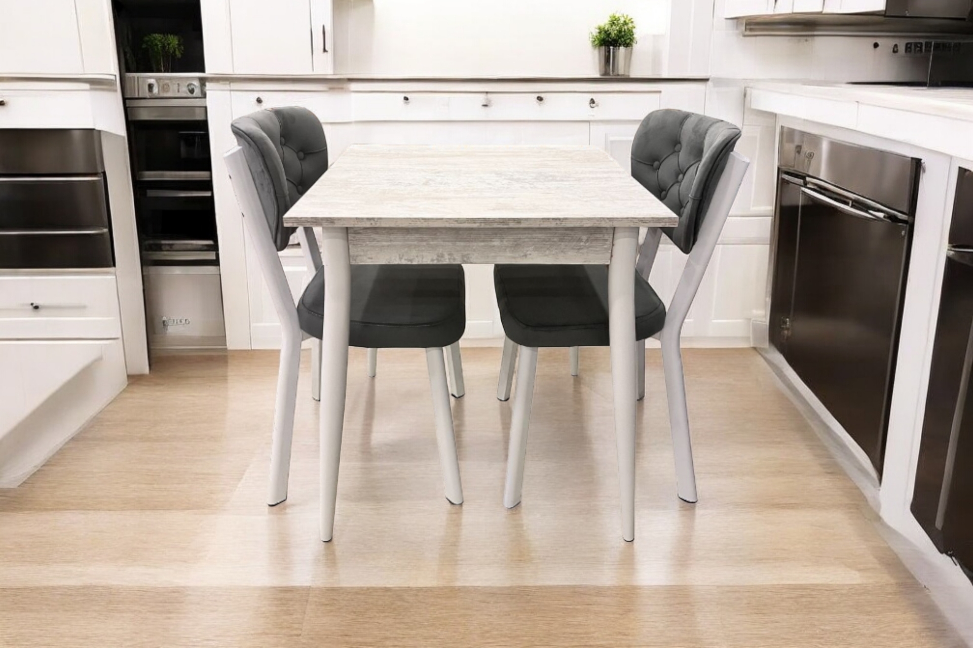 Mendel Masa Ve Rivone Sandalye Takımı- Kristal- 70X70 -1