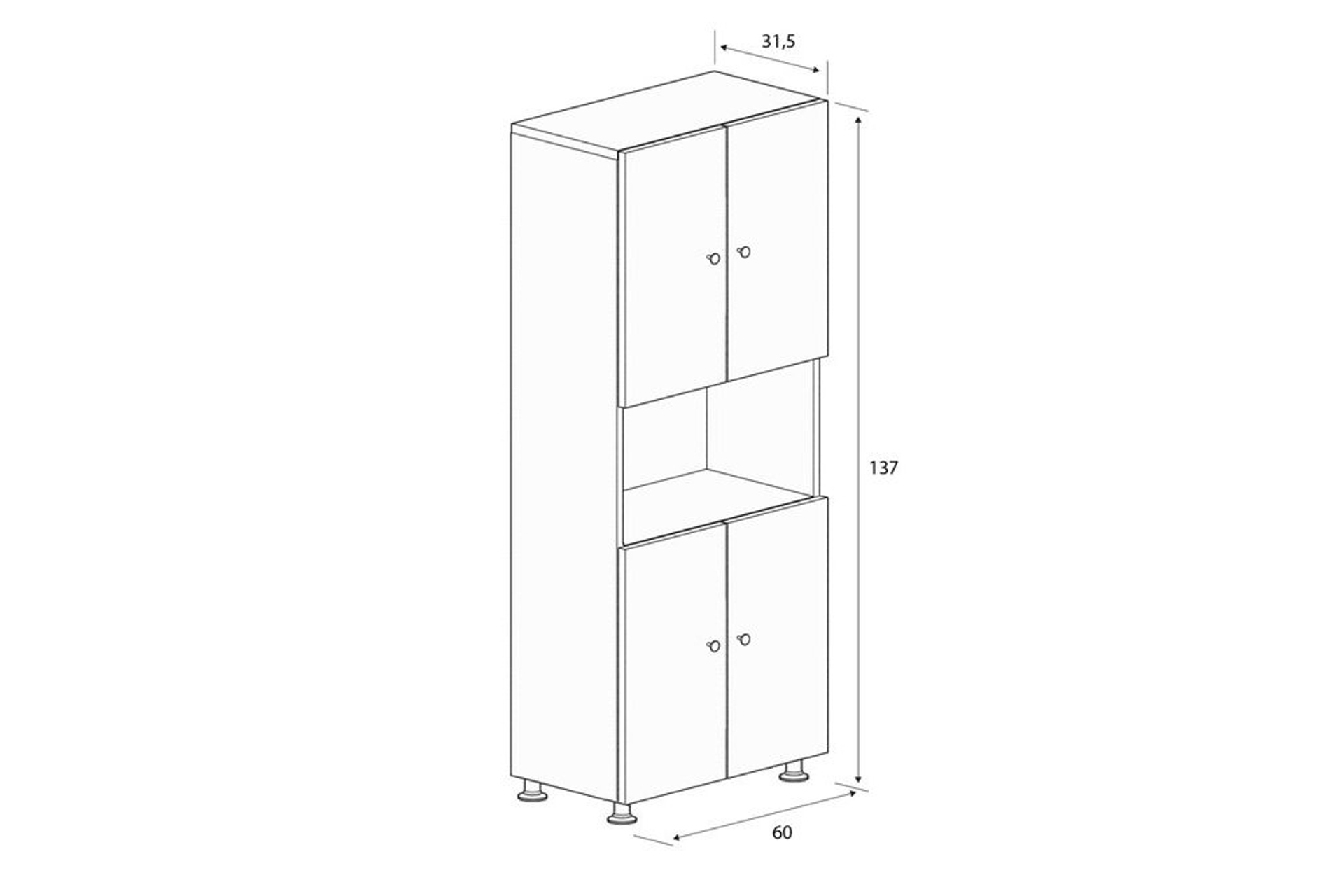MİMİLOS D8 YATAK ODASI ELBİSE DOLABI 4 KAPILI ORTA RAFLI