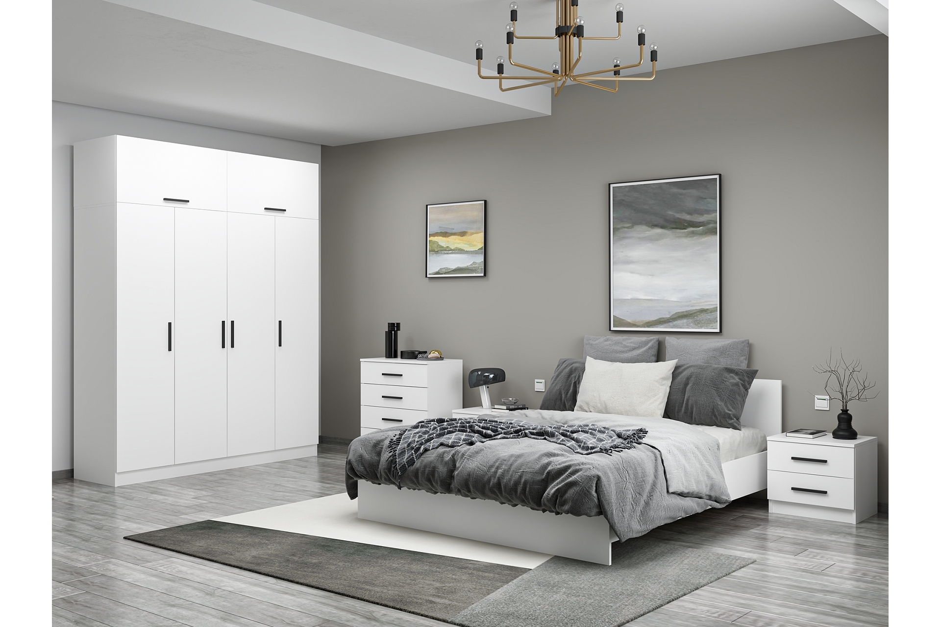 Kale210 Yatak Odası Takımı- Beyaz- 4 Kapaklı- Set 120 -1