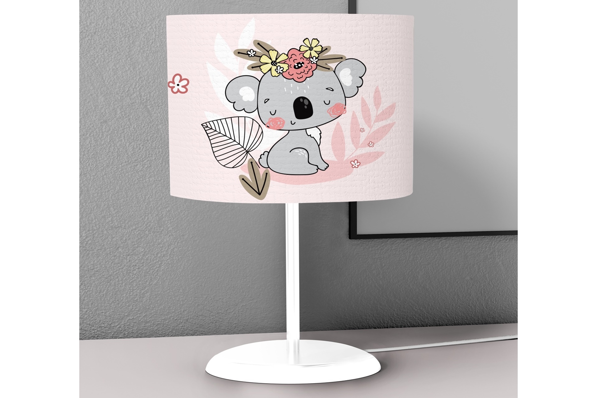 Pembe Tatlı Koala Dijital Baskılı Abajur -1