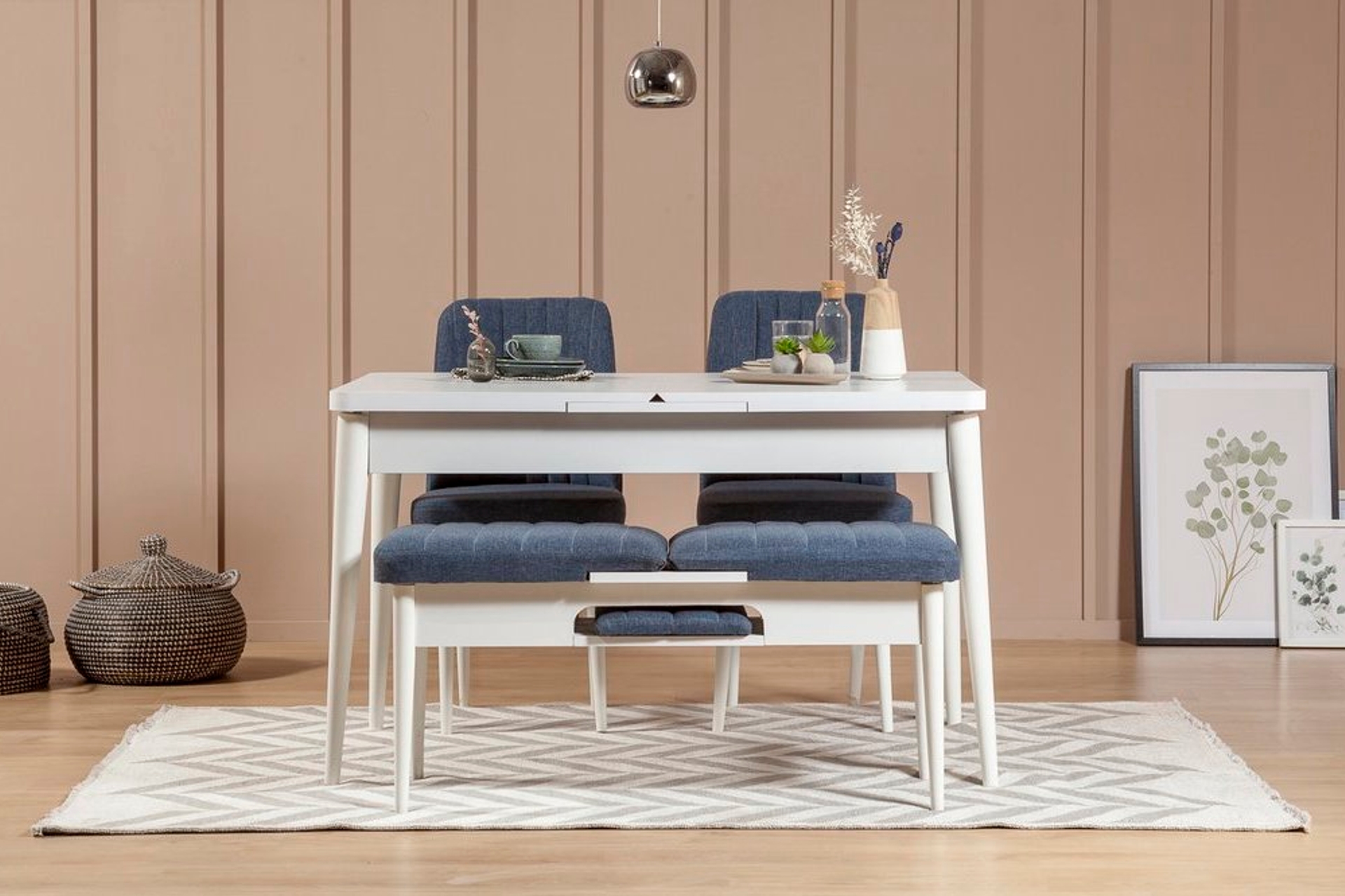 vina mutfak masasi takimi beyaz lacivert 1048 fiyati vivense