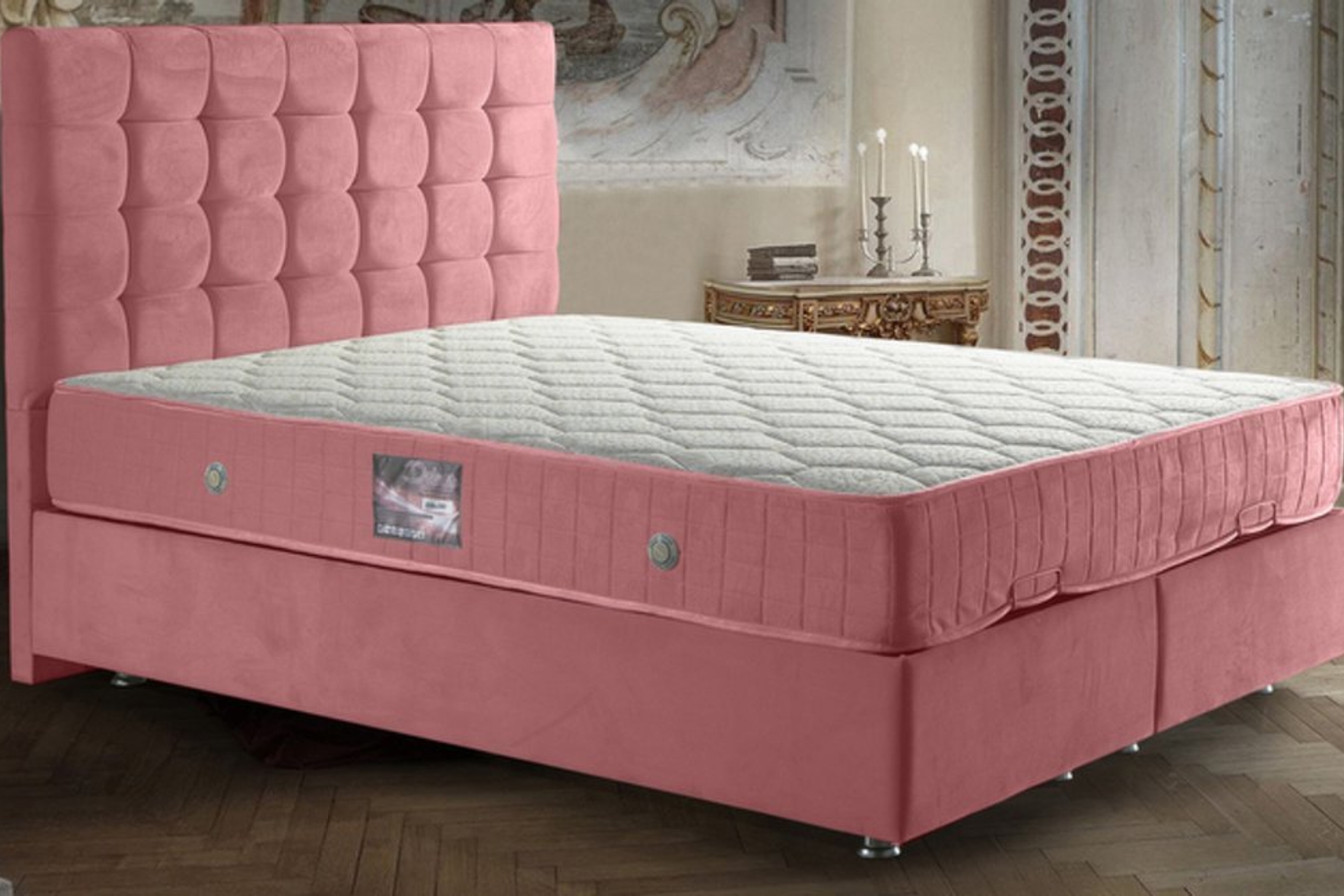 DUKE PEMBE BAZA + BAŞLIK + YATAK SETİ 90X190 FİYATI Vivense