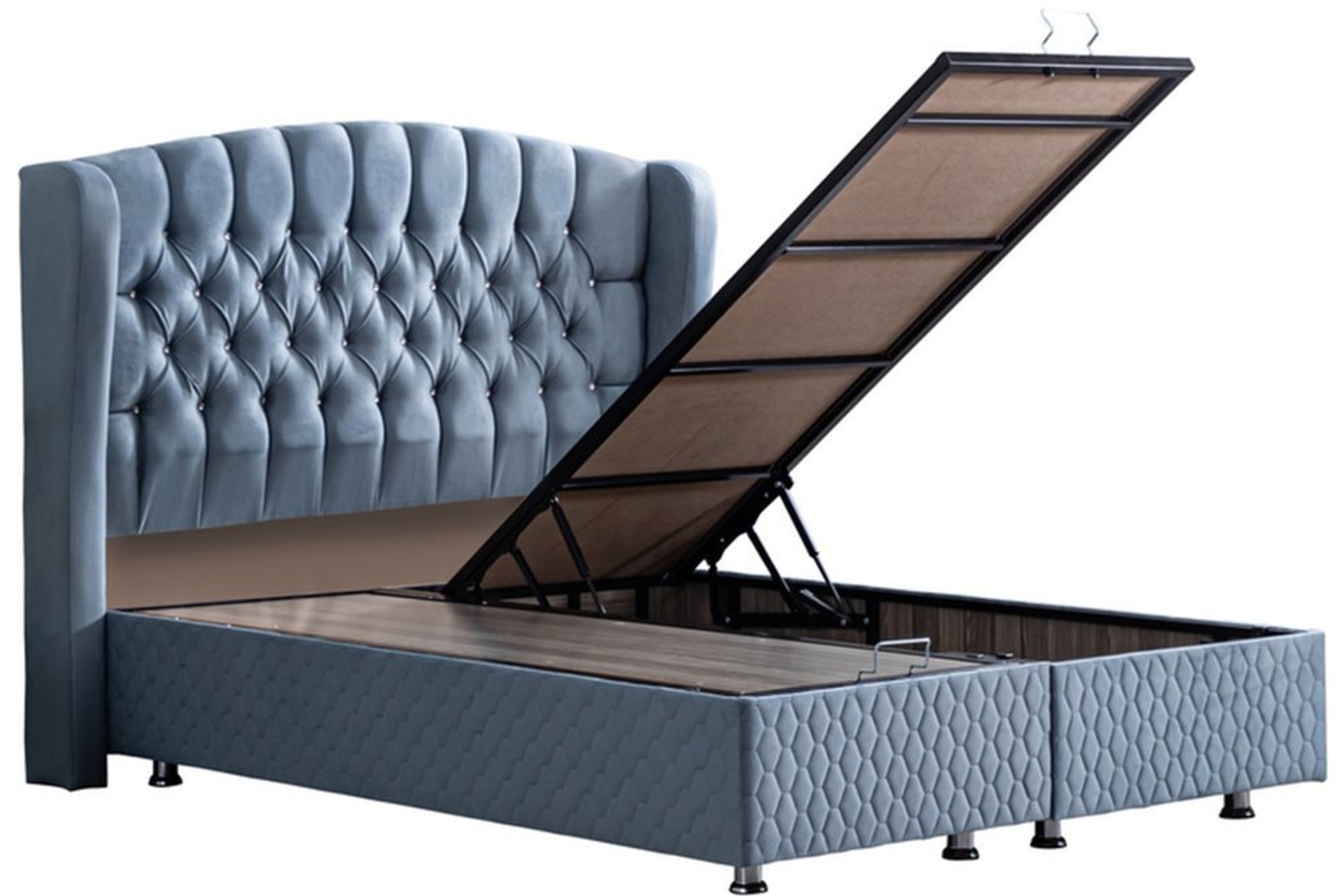 Nice Baza Ve Başlık Seti- Açık Mavi- 150X200 - 1