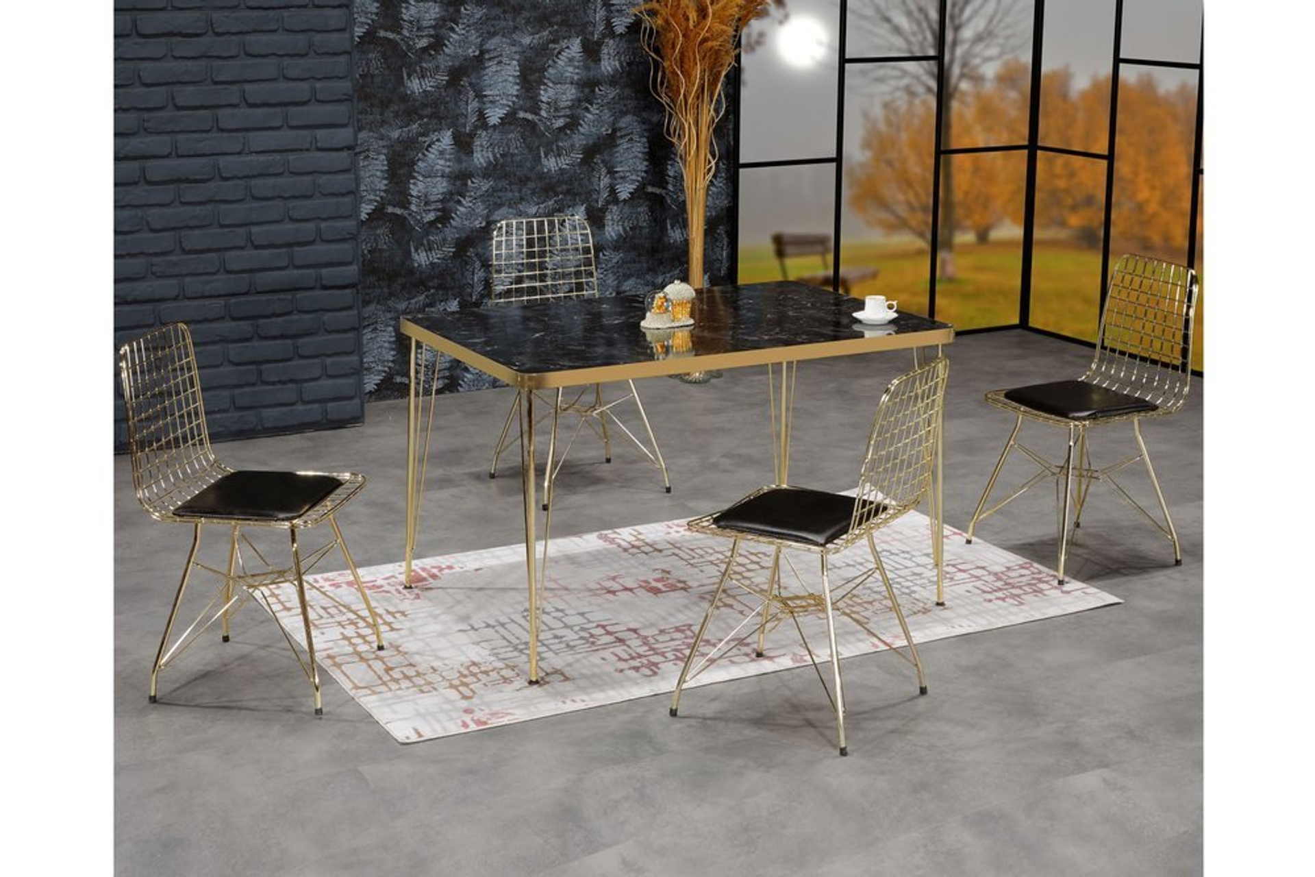 OLİNPA GOLD TEL SANDALYE GOLD MASA TAKIMI FİYATI Vivense OLİNPA GOLD TEL SANDALYE GOLD MASA TAKIMI FİYATI Vivense