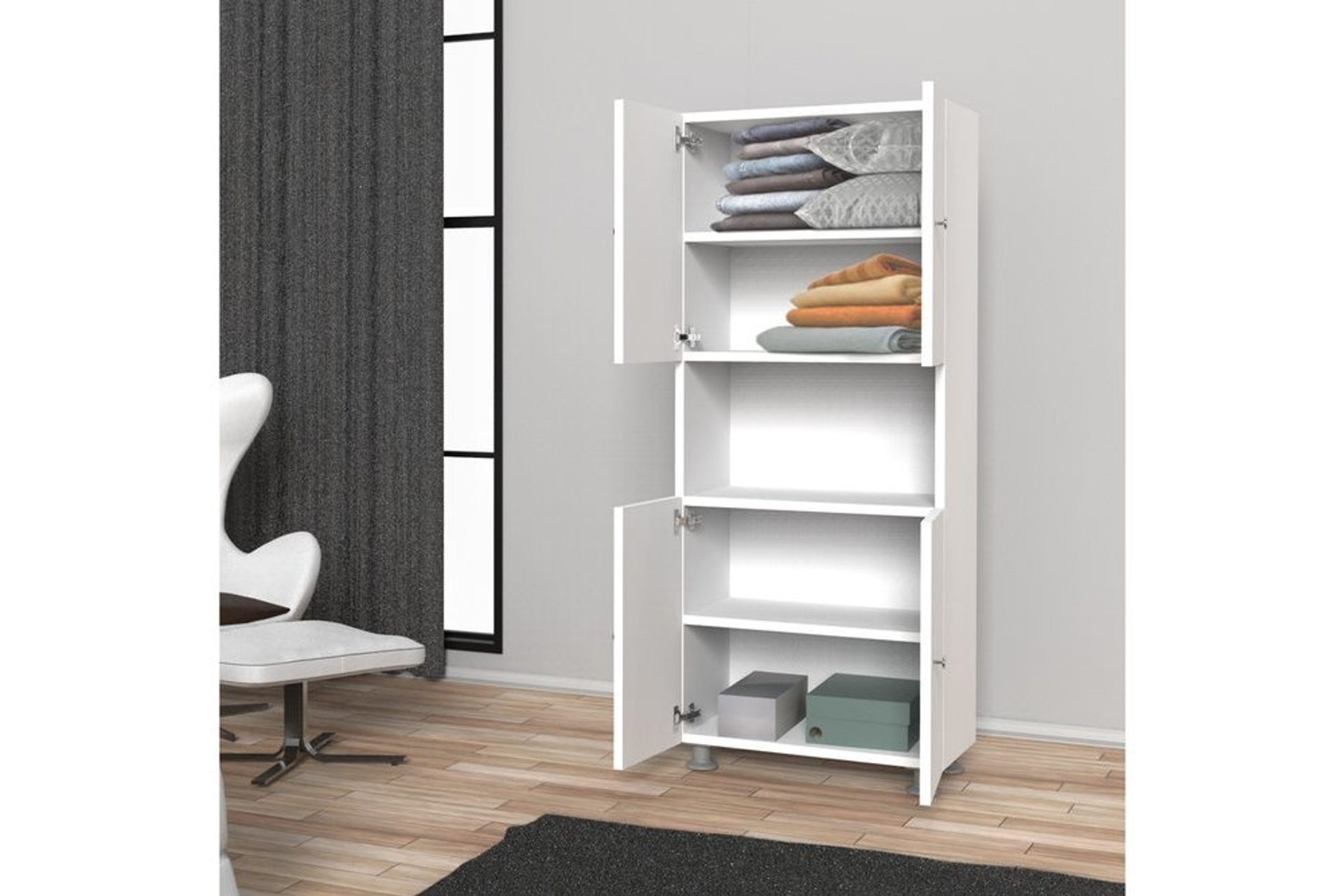 MİMİLOS D8 YATAK ODASI ELBİSE DOLABI 4 KAPILI ORTA RAFLI