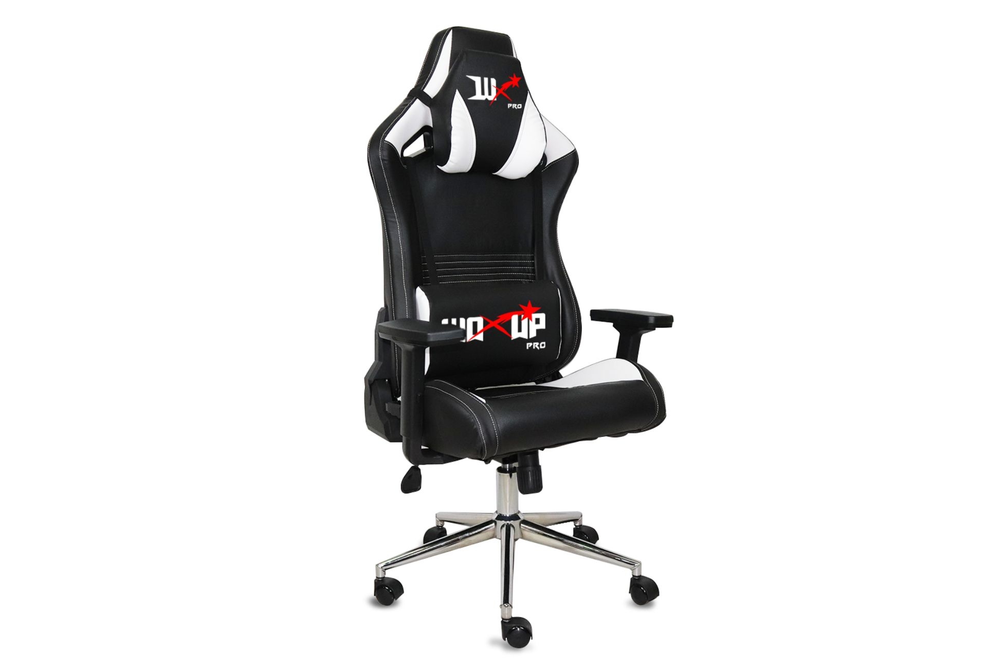 Gamer Deri Kol Ve Yükseklik Ayarlanabilir Oyuncu Koltuğu- Siyah Beyaz -1