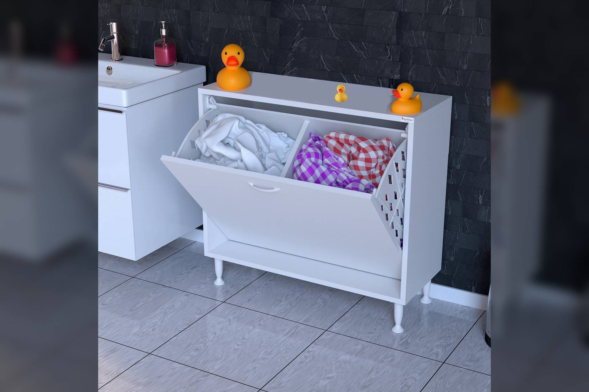 Söke Sepetli Banyo Dolabı- 80X75X32-7 -1