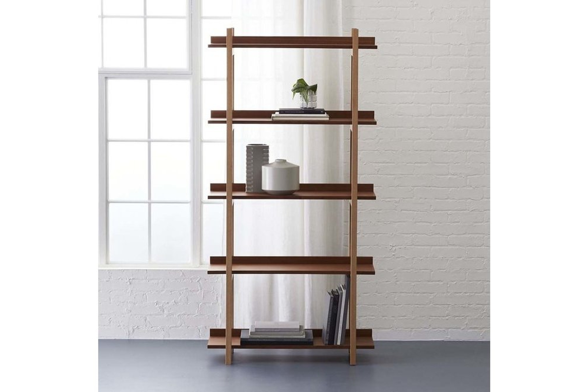 Linear Ahşap Kitaplık- Ceviz -1