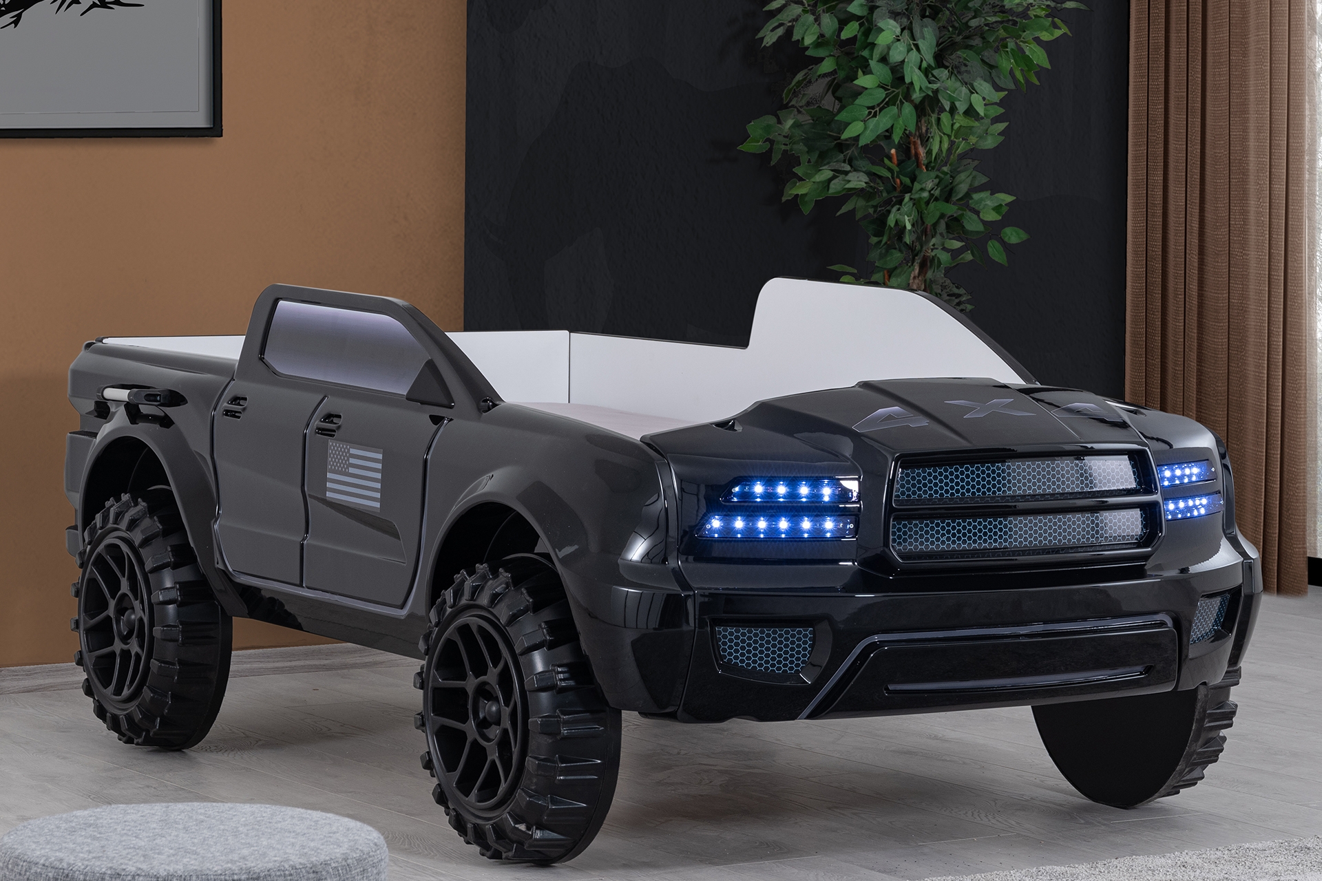 Pickup Ledli Arabalı Yatak- Siyah- 100X190 -1