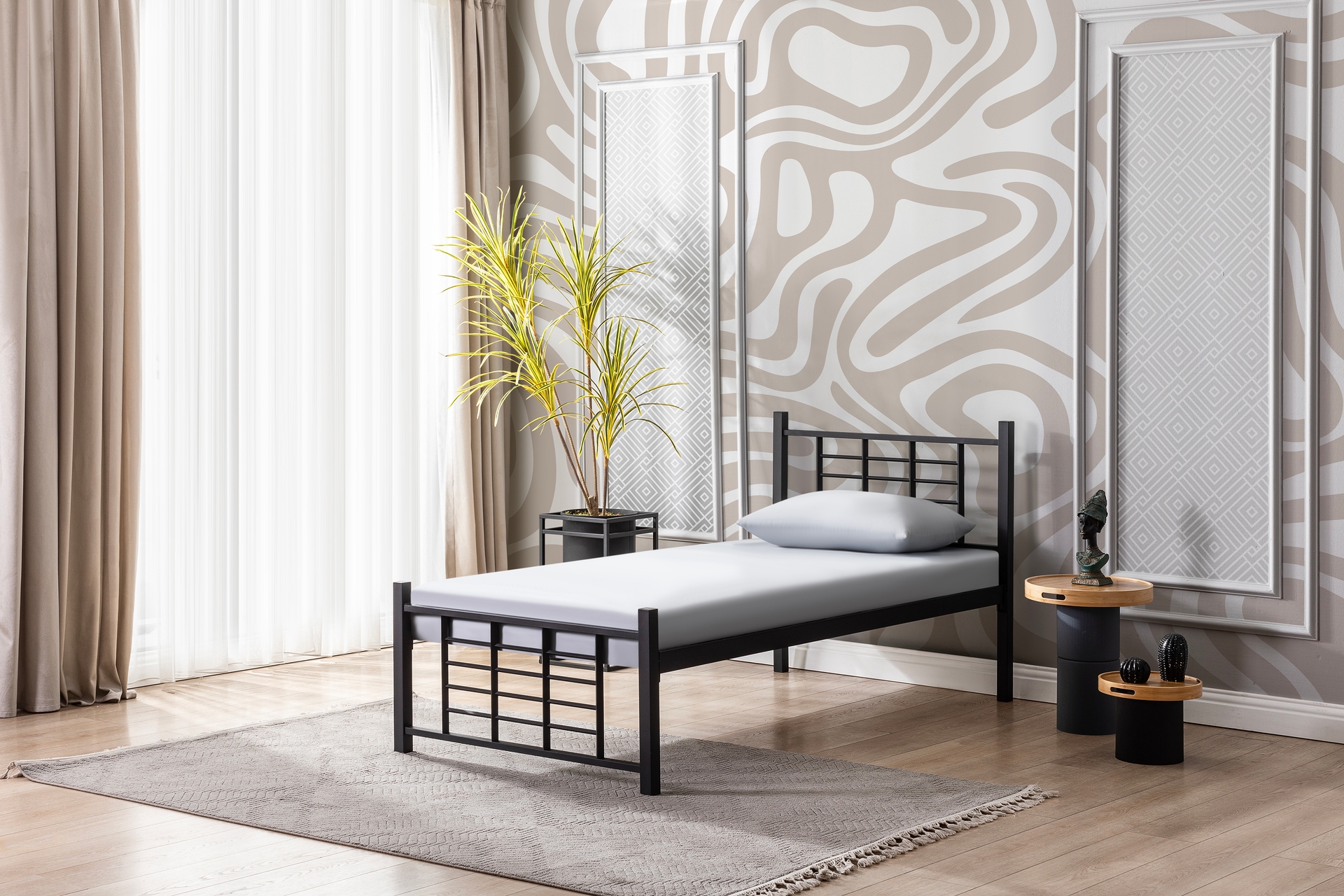 Evger Metal Karyola- K01- Siyah- 100X200 -1