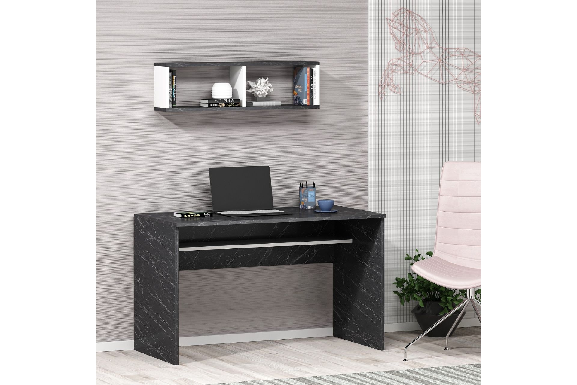 College Çalışma Masası- Royal Mermer Beyaz -1