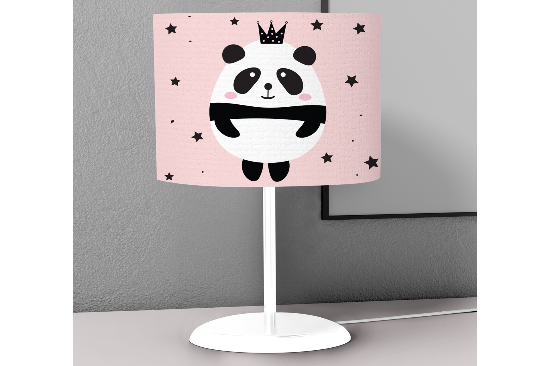 Tozpembe Panda Ve Taç Dijital Baskılı Abajur -1