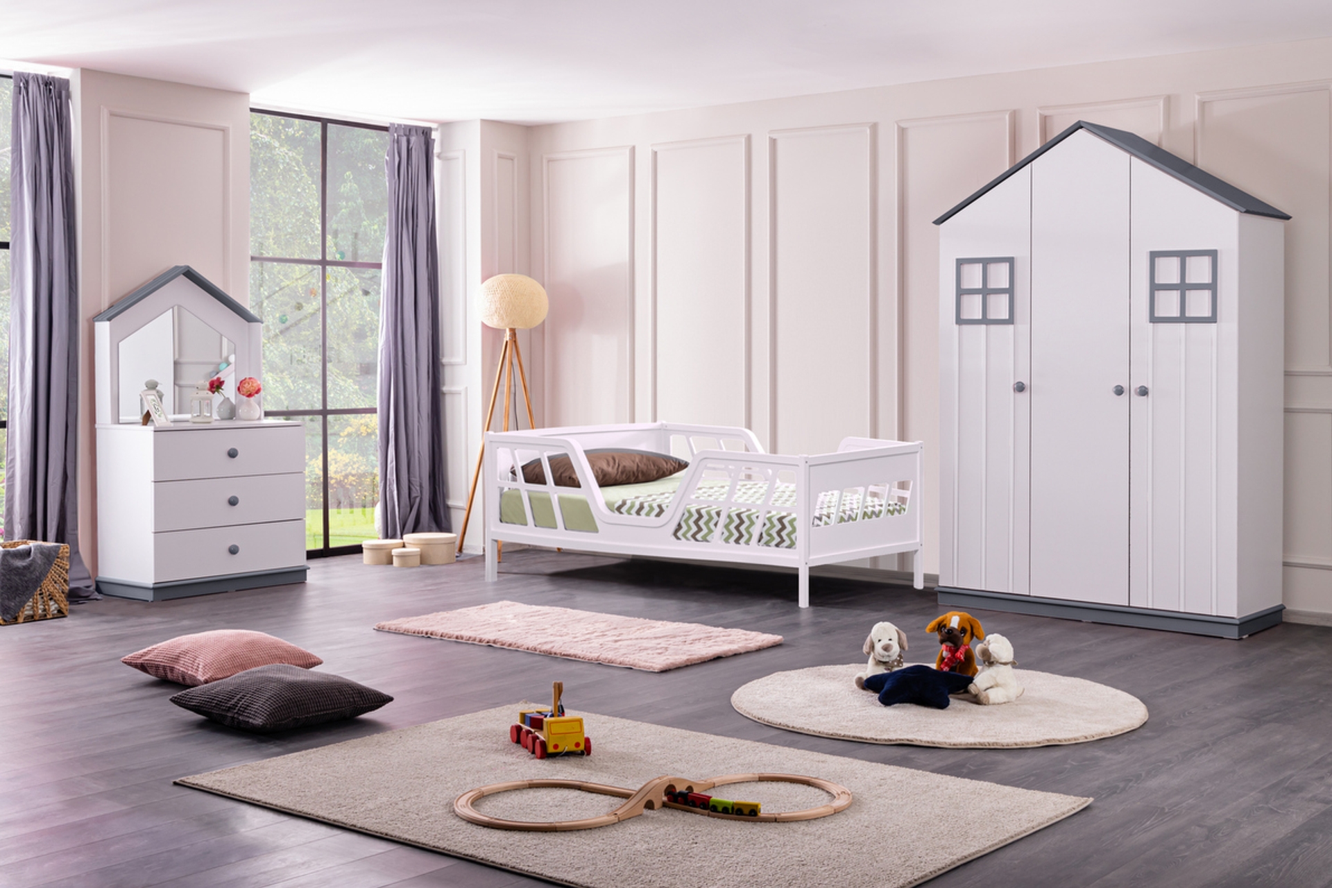 VİVA MONTESSORİ ÇOCUK ODASI TAKIMI, GRİ, 3 KAPAKLI FİYATI - Vivense