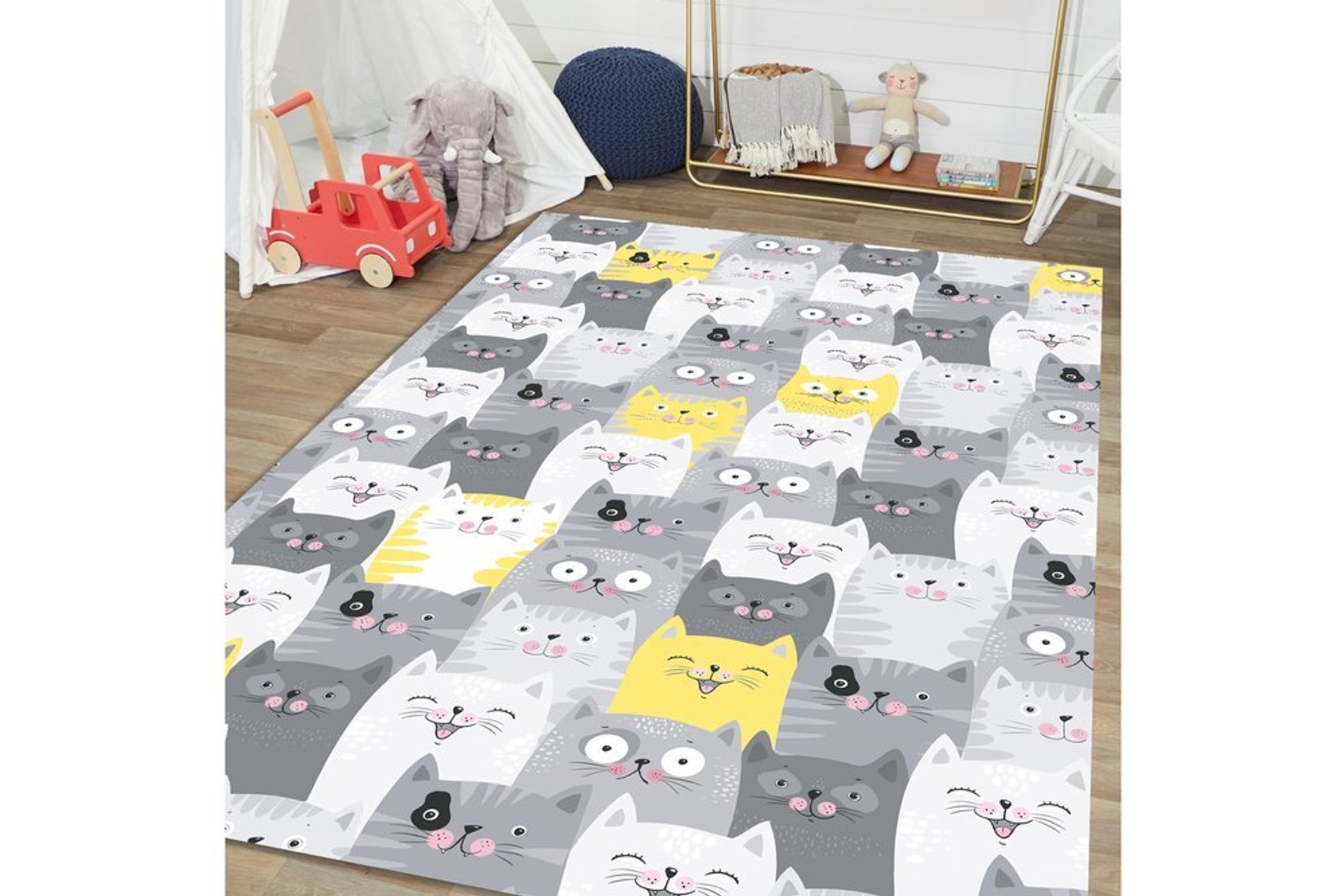 jungle hali dekoratif kedi desenli unisex cocuk odasi halisi 100x150 fiyati vivense