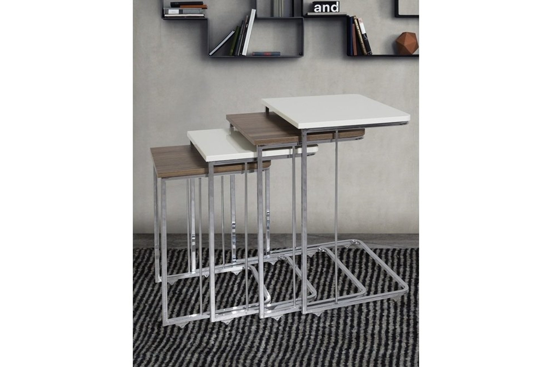 Vegas Zettafels met Metalen Poten, Wit en Walnoot