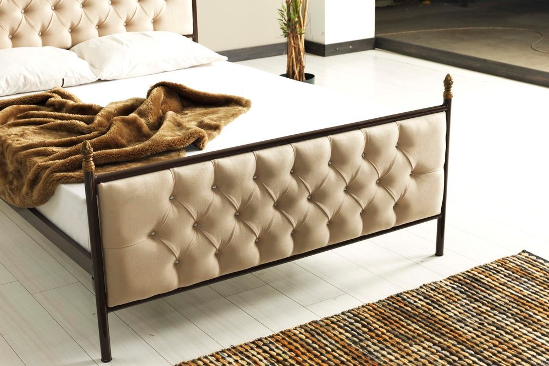 pedesa cift kisilik ferforje metal karyola kahverengi 160x200 fiyati vivense