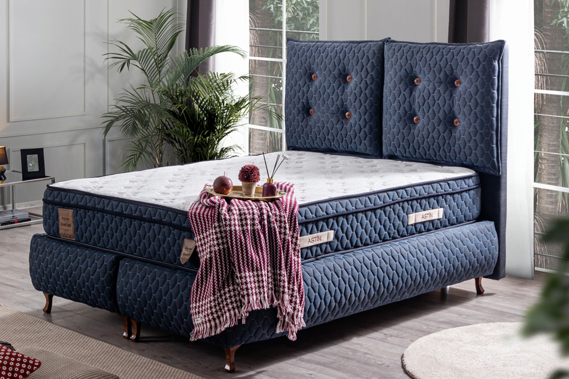 carlos baza baslik diamond yatak seti lacivert 140x190 fiyati vivense