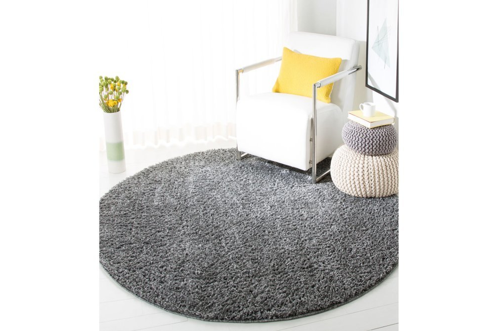 koza puffy 76714a antrasit yuvarlak hali 90x90 fiyati vivense