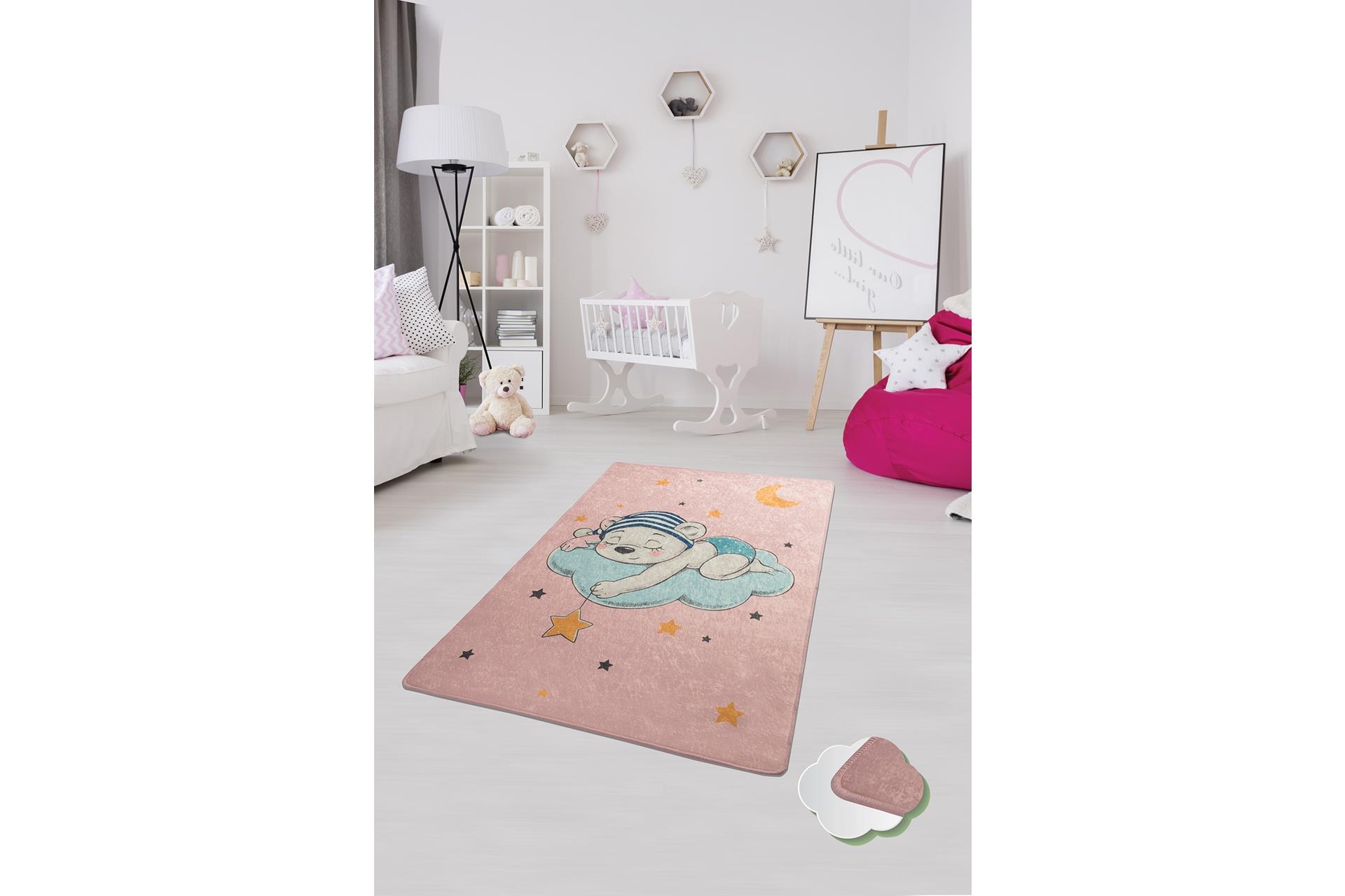 SLEEP PEMBE ÇOCUK VE BEBEK HALISI YIKANABİLİR DJT 80X150